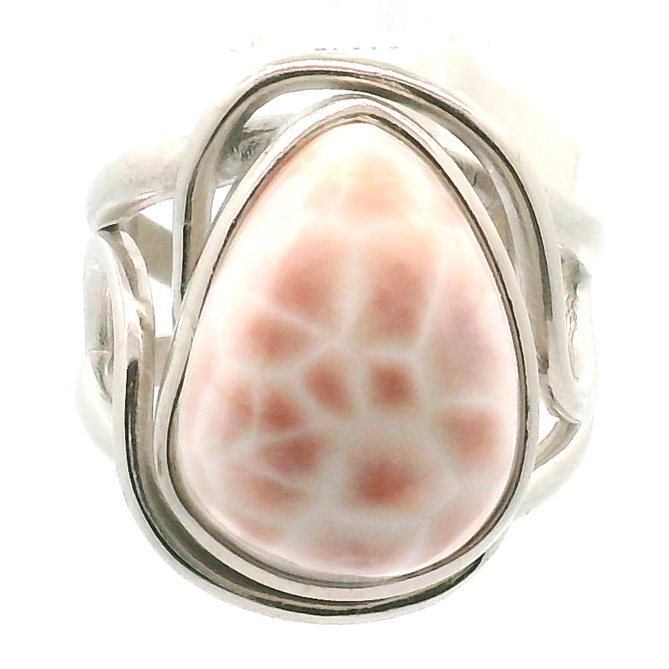 Pink Natrolite Cuff Ring .925 Silver for Astral Travel, Higher Consciousness and Protection
