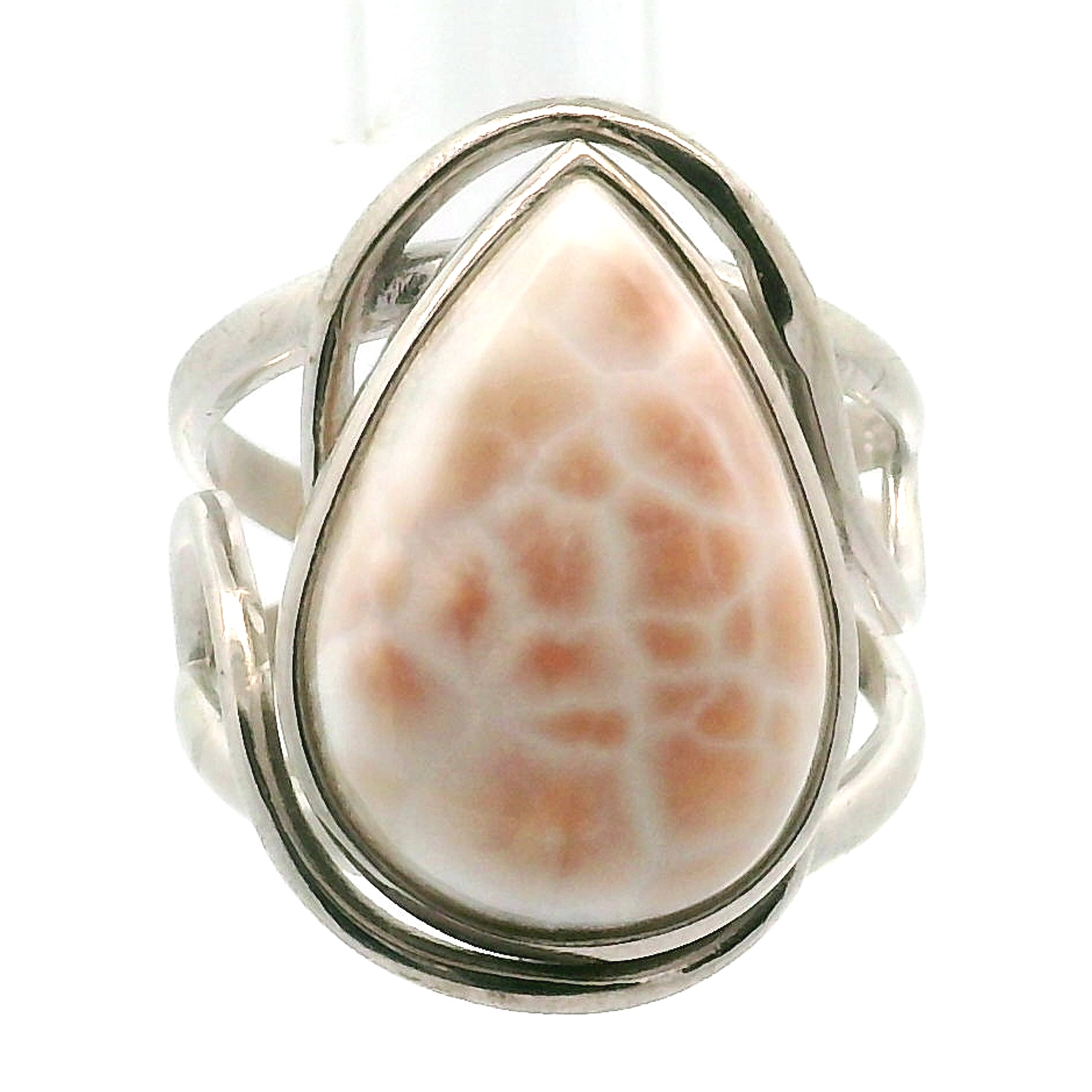 Pink Natrolite Cuff Ring .925 Silver for Astral Travel, Higher Consciousness and Protection