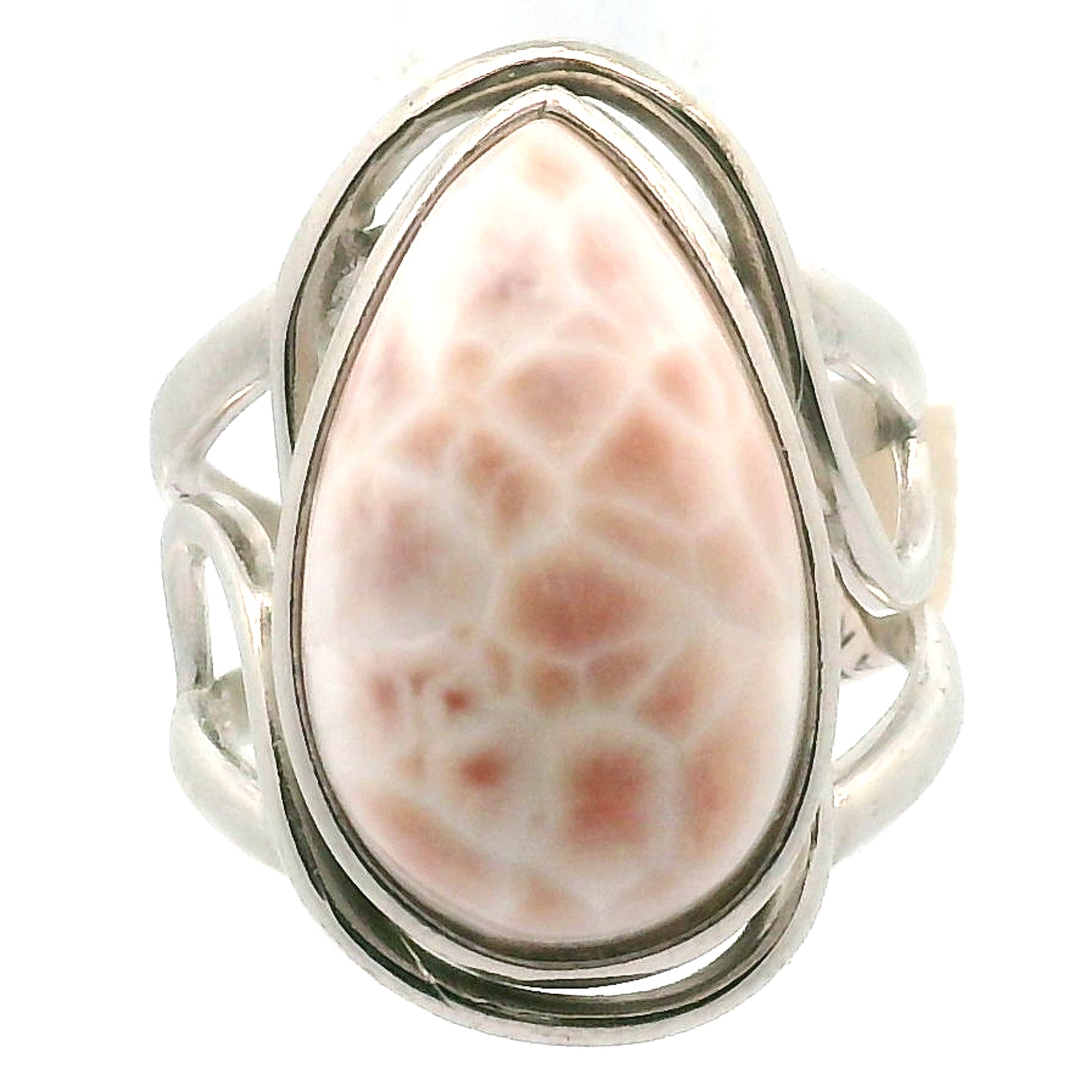 Pink Natrolite Cuff Ring .925 Silver for Astral Travel, Higher Consciousness and Protection