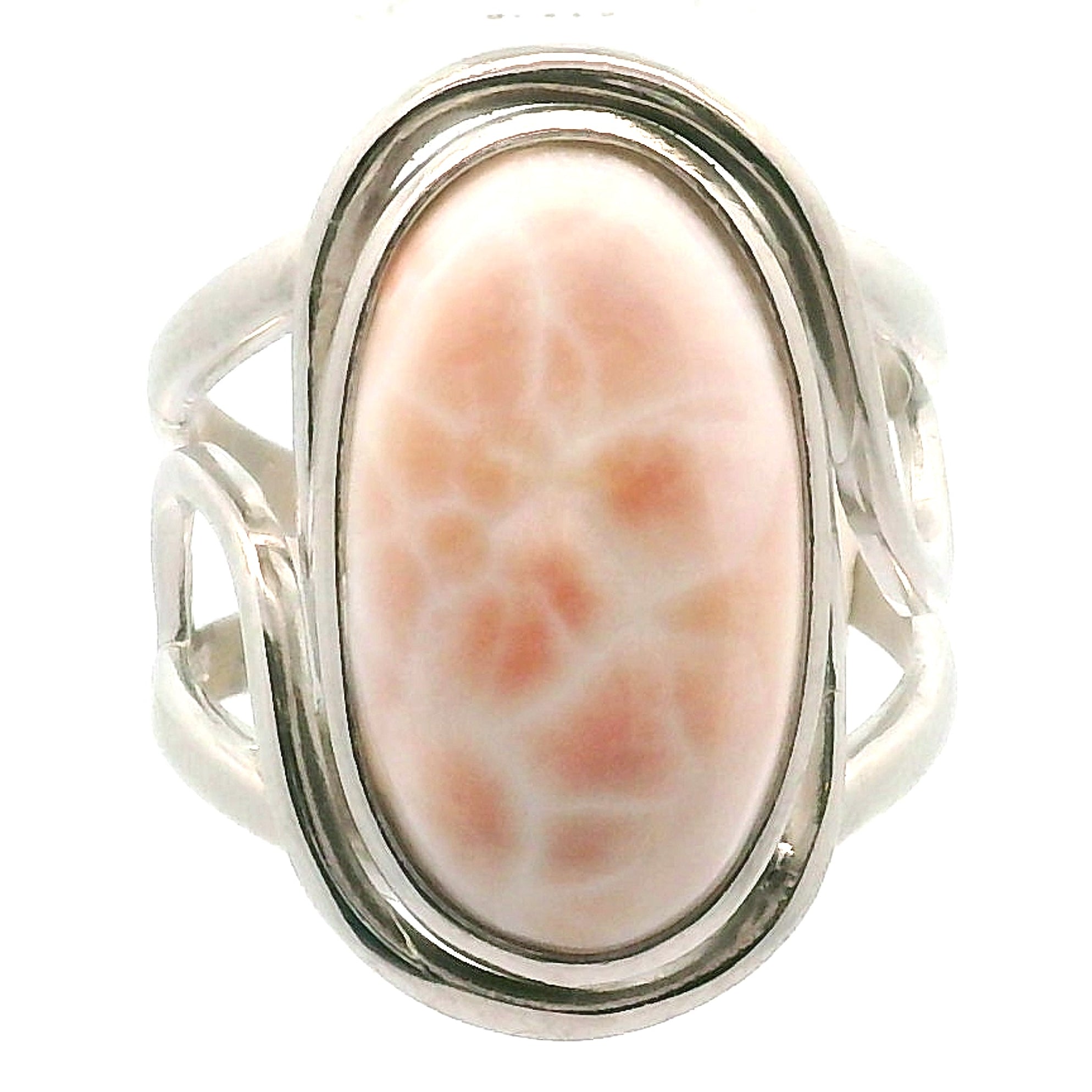 Pink Natrolite Cuff Ring .925 Silver for Astral Travel, Higher Consciousness and Protection