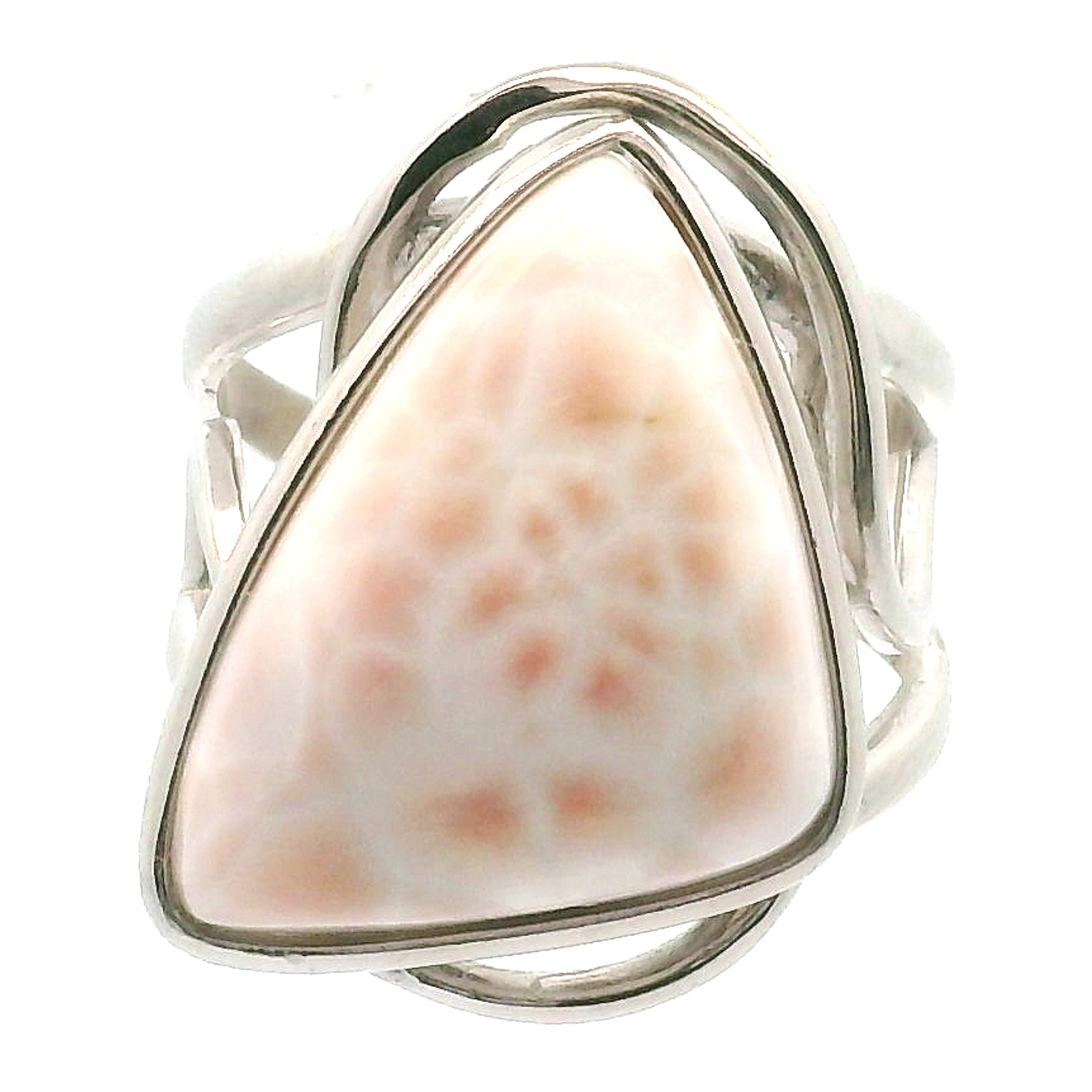 Pink Natrolite Cuff Ring .925 Silver for Astral Travel, Higher Consciousness and Protection