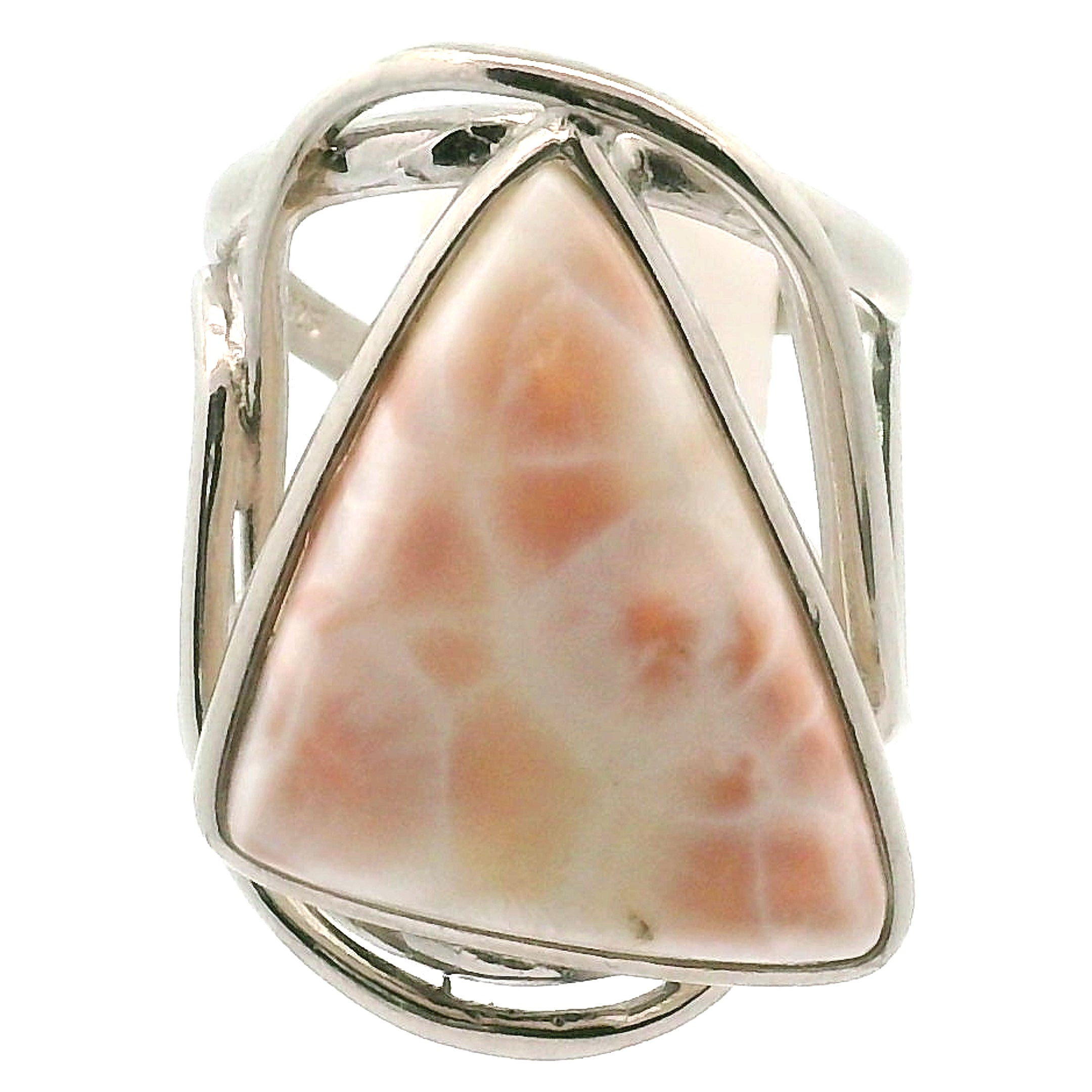 Pink Natrolite Cuff Ring .925 Silver for Astral Travel, Higher Consciousness and Protection