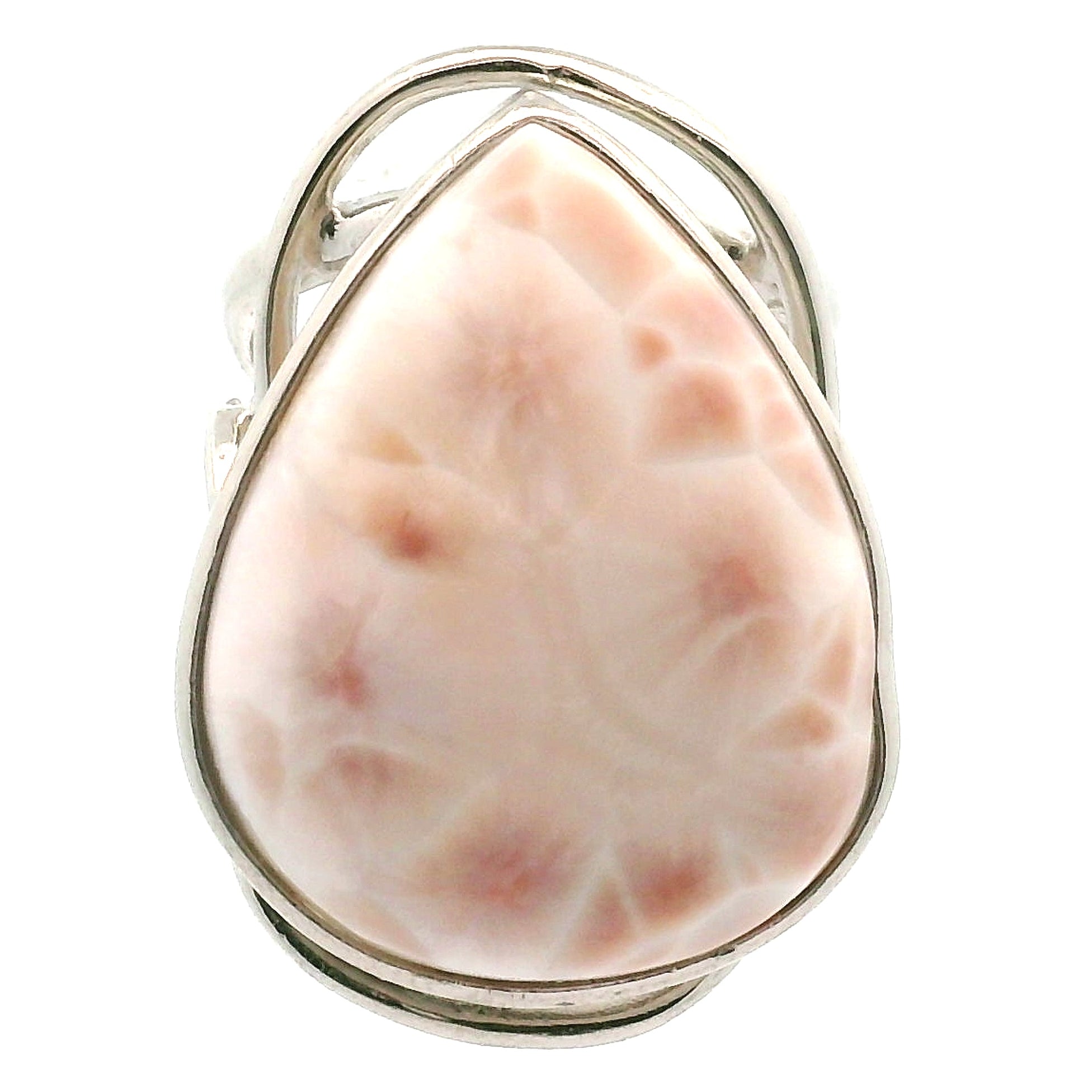 Pink Natrolite Cuff Ring .925 Silver for Astral Travel, Higher Consciousness and Protection