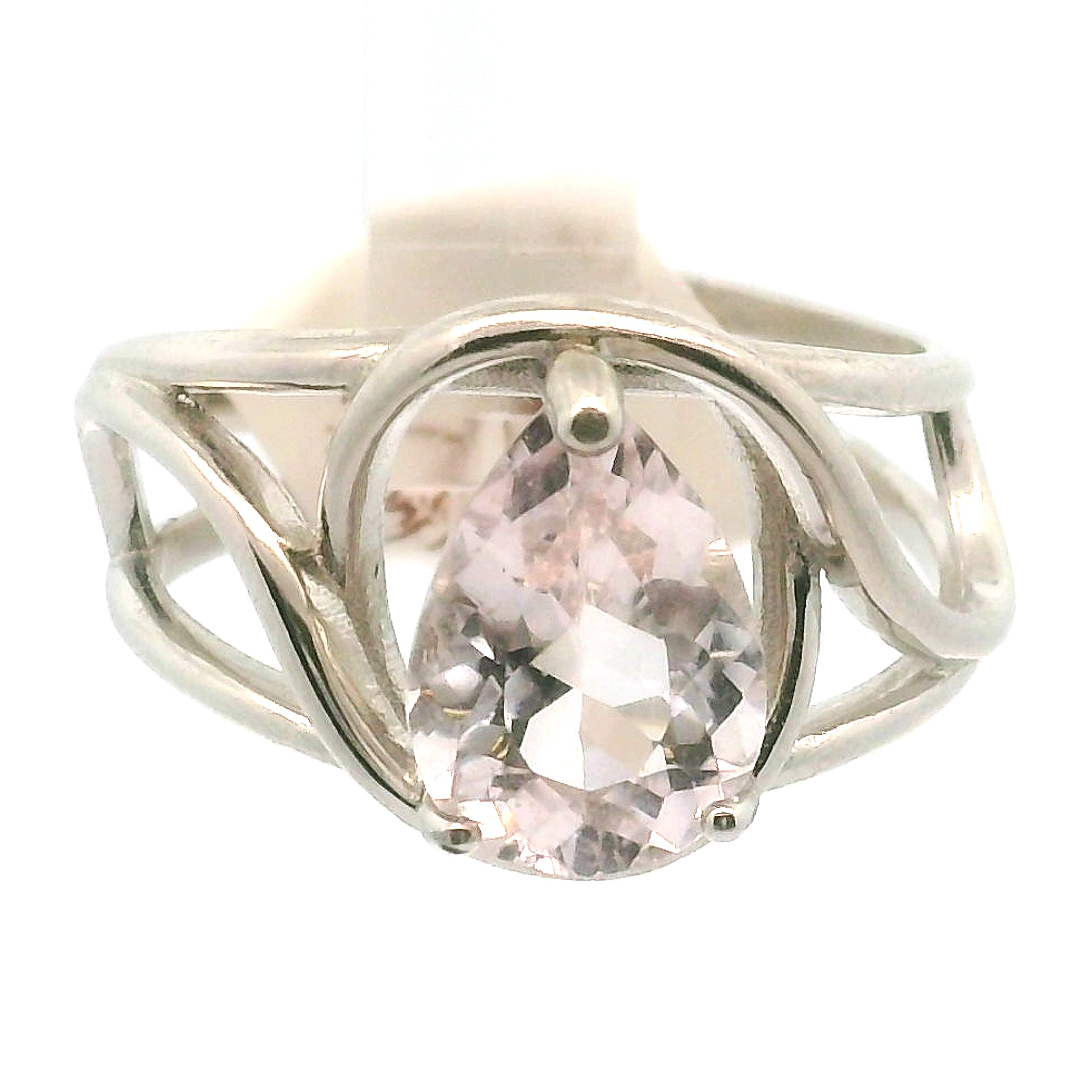 Morganite Midi Cuff Ring .925 Silver for Abundance of Joy and Love