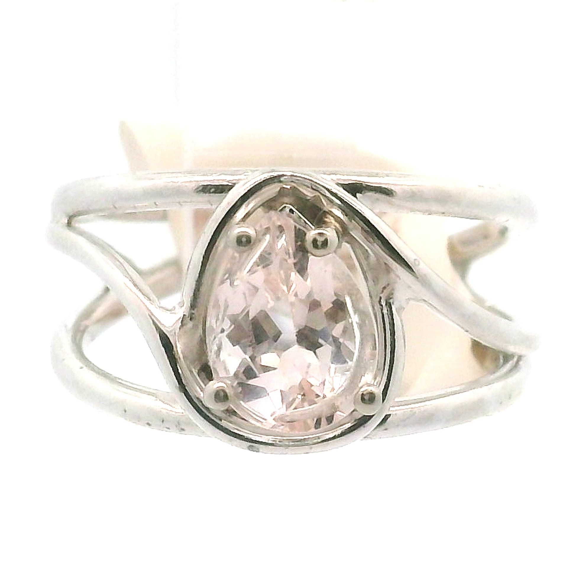 Morganite Midi Cuff Ring .925 Silver for Abundance of Joy and Love