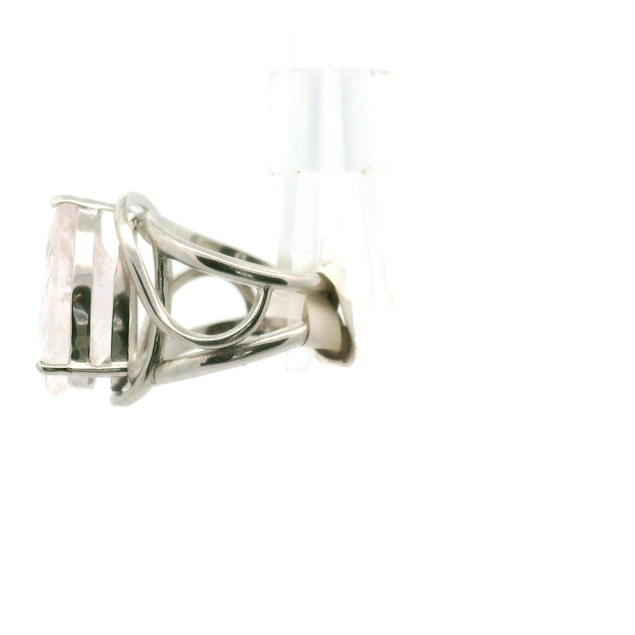 Rutilated Morganite Cuff Ring .925 Silver for Abundance of Joy and Love
