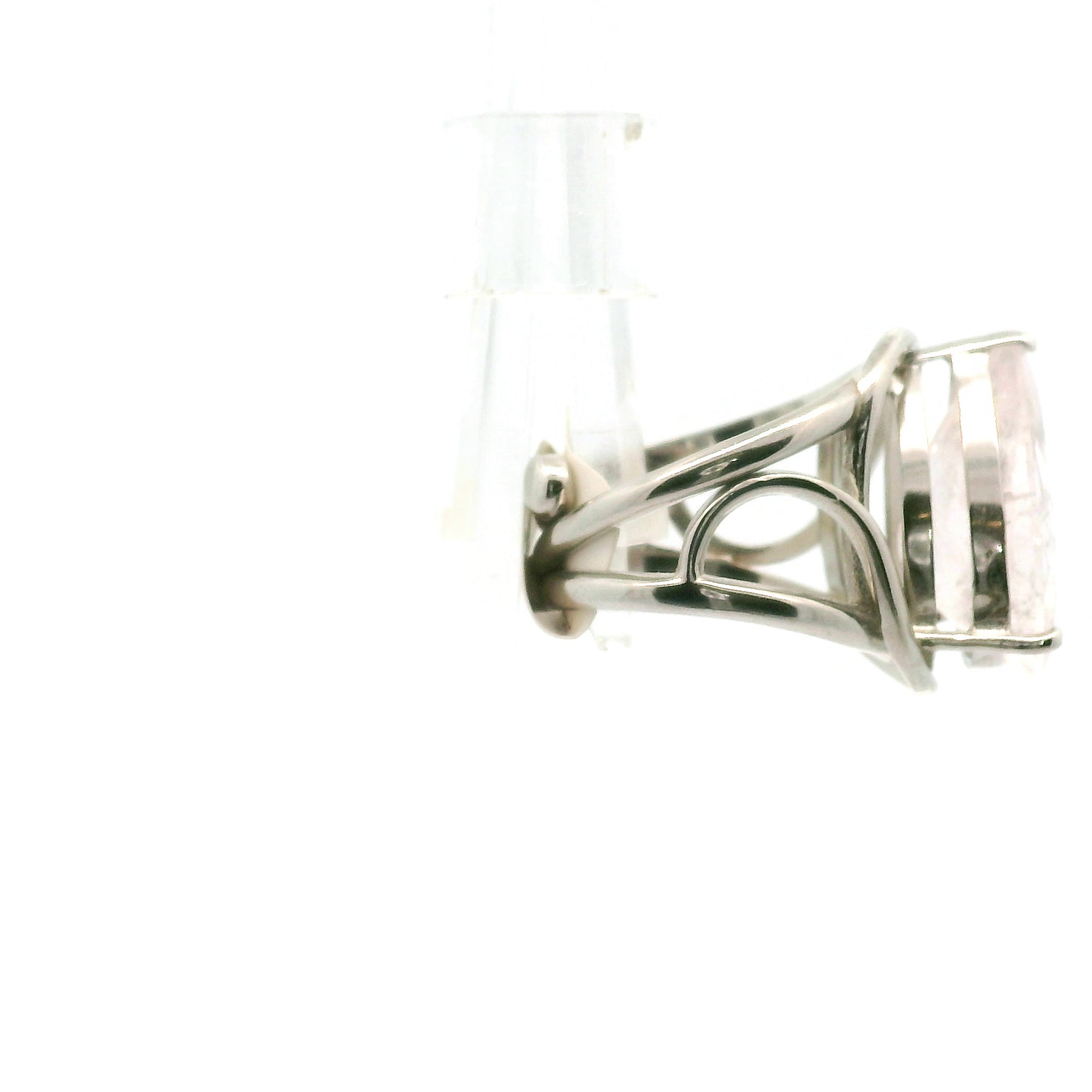 Rutilated Morganite Cuff Ring .925 Silver for Abundance of Joy and Love