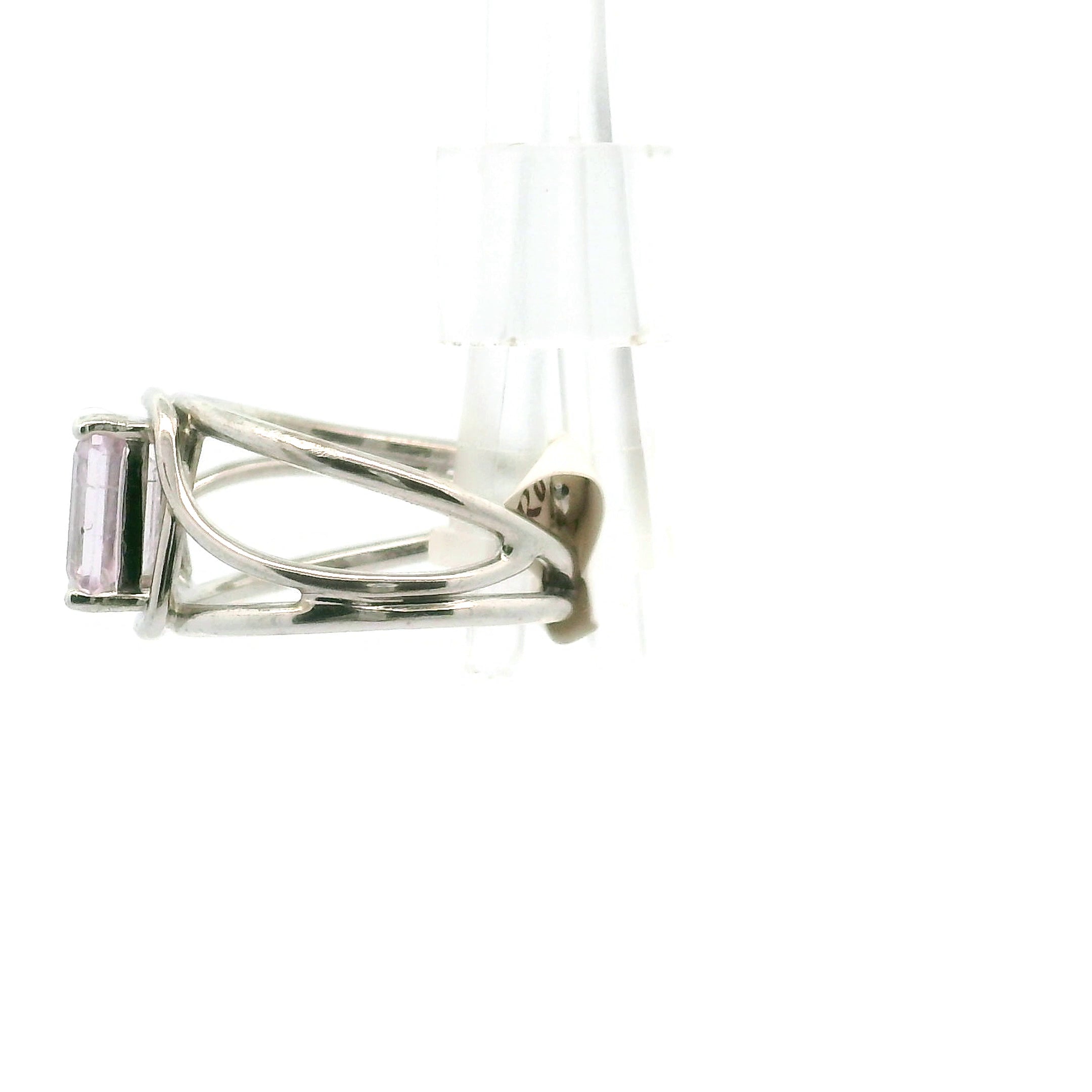 Kunzite with Silver Rutile Cuff Ring .925 Silver (High Quality) for Emotional Healing, Joy and Love