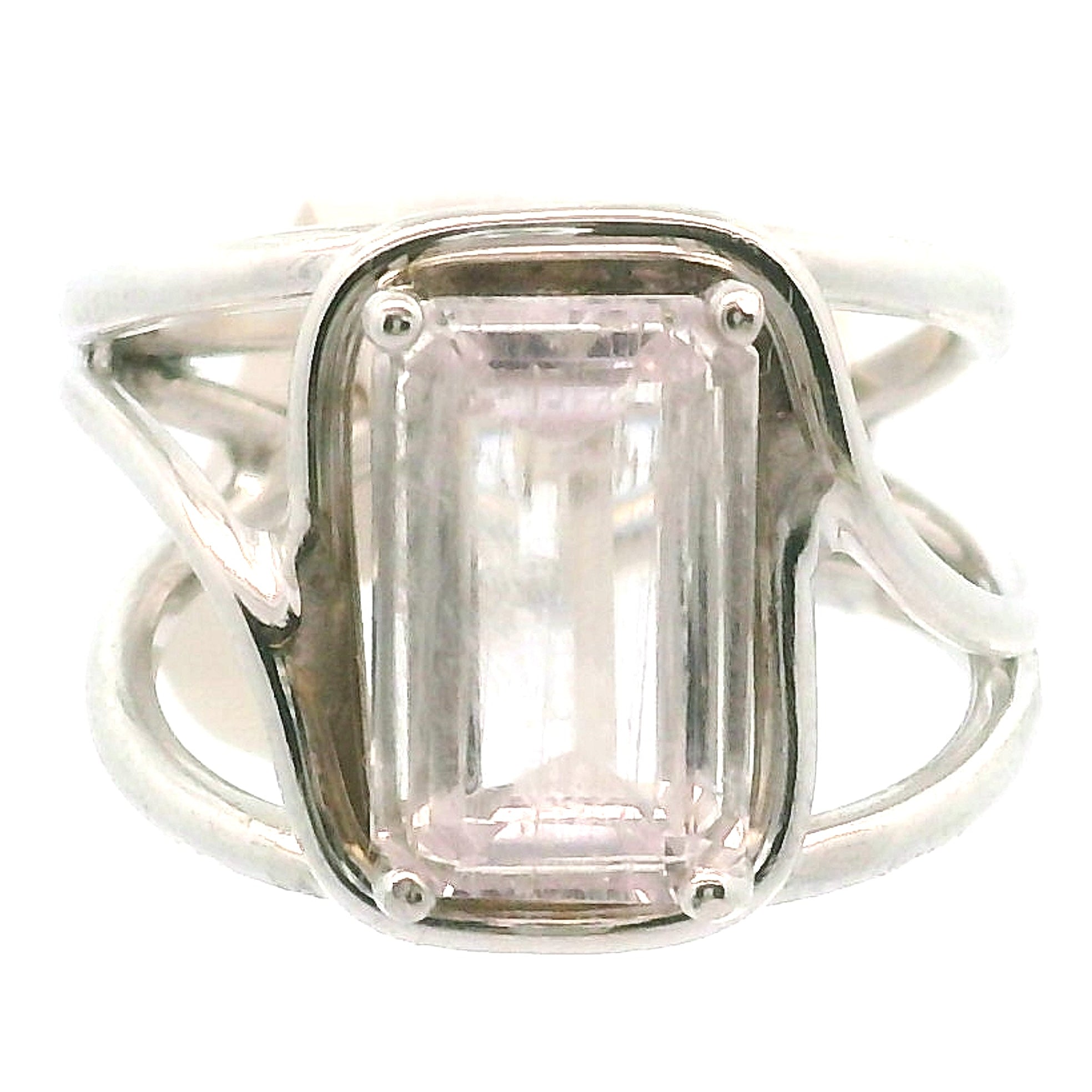 Kunzite with Silver Rutile Cuff Ring .925 Silver (High Quality) for Emotional Healing, Joy and Love