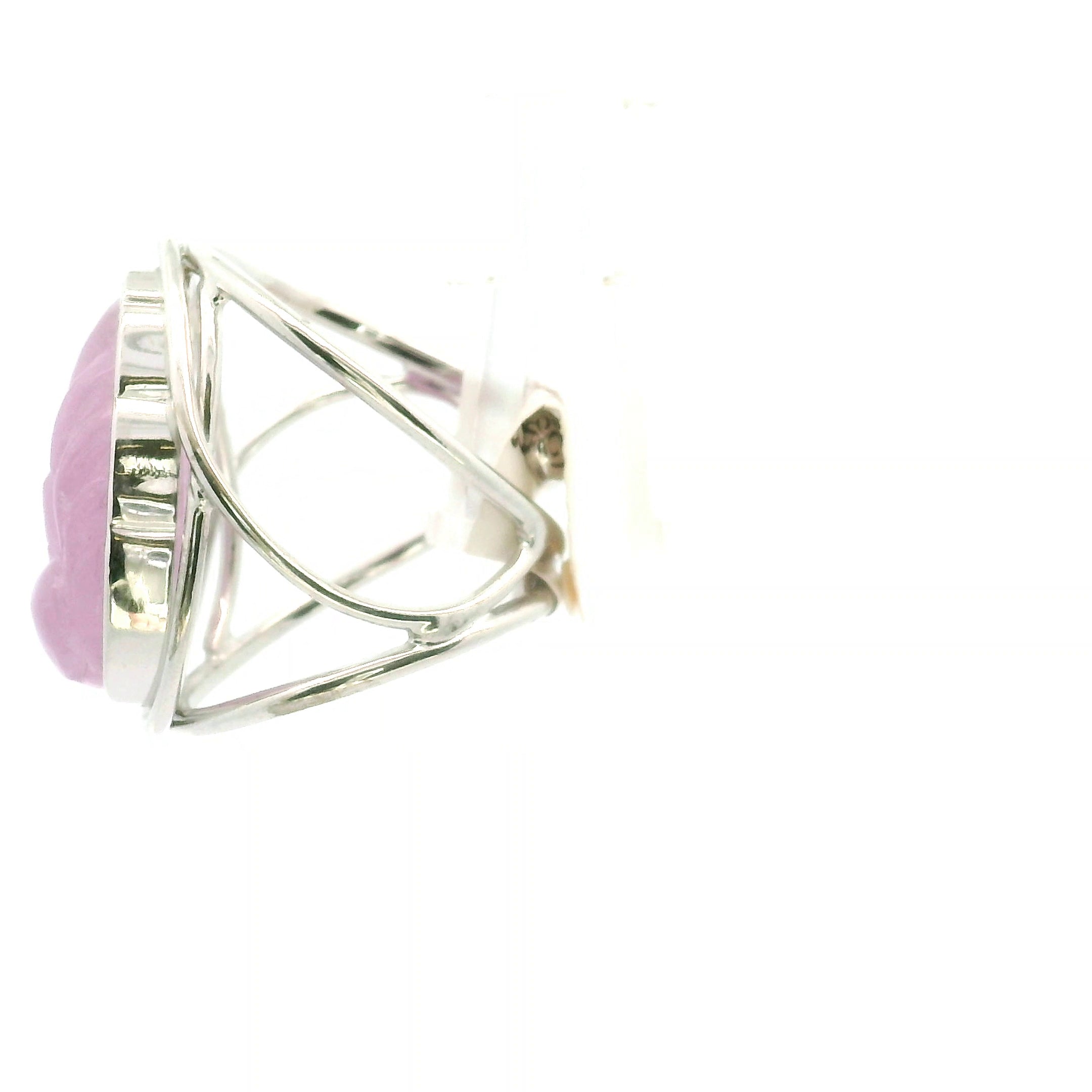 Kunzite Ninetails Kitsune Cuff Ring .925 Silver for Emotional Healing, Joy and Love