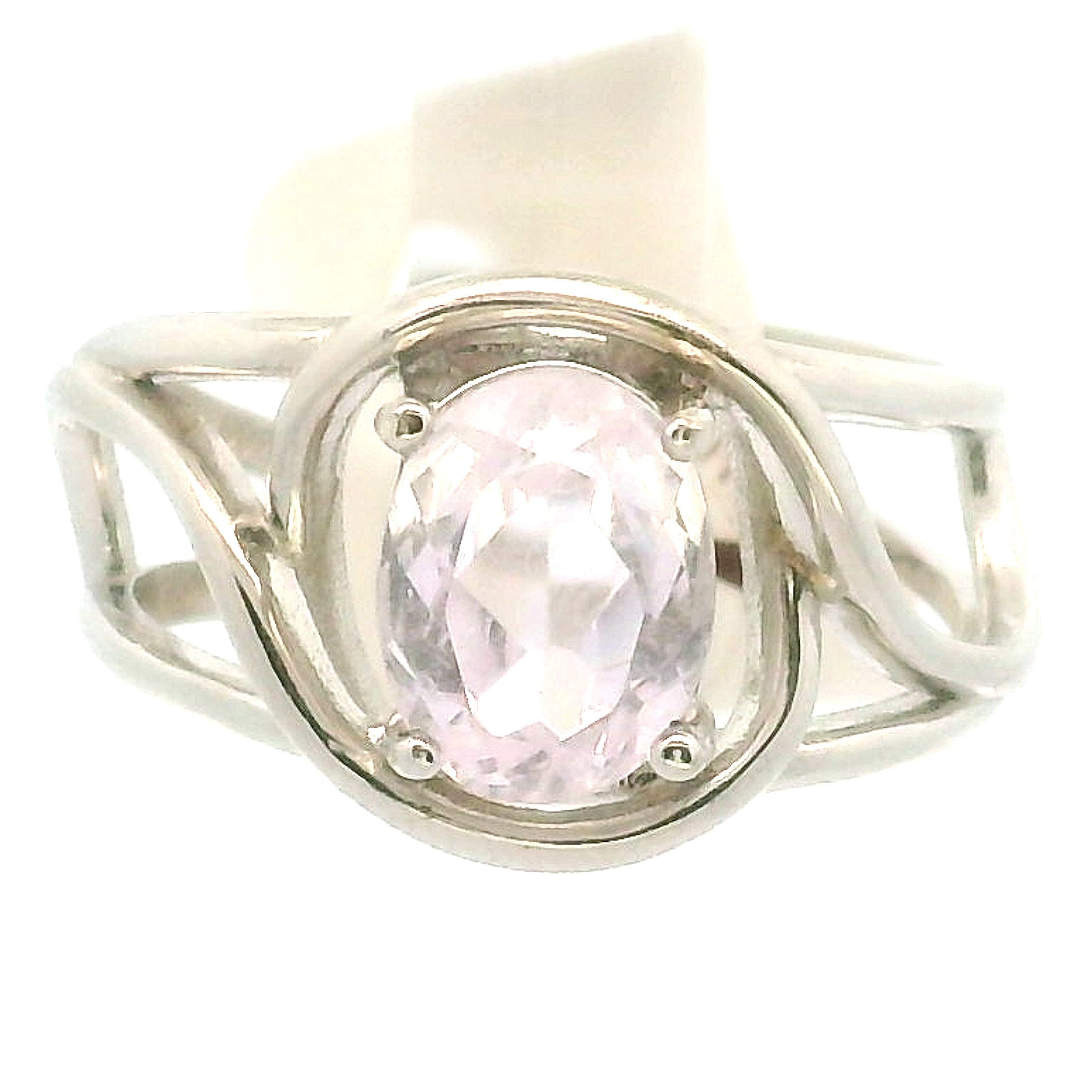 Kunzite Cuff Ring .925 Silver for Emotional Healing, Joy and Love