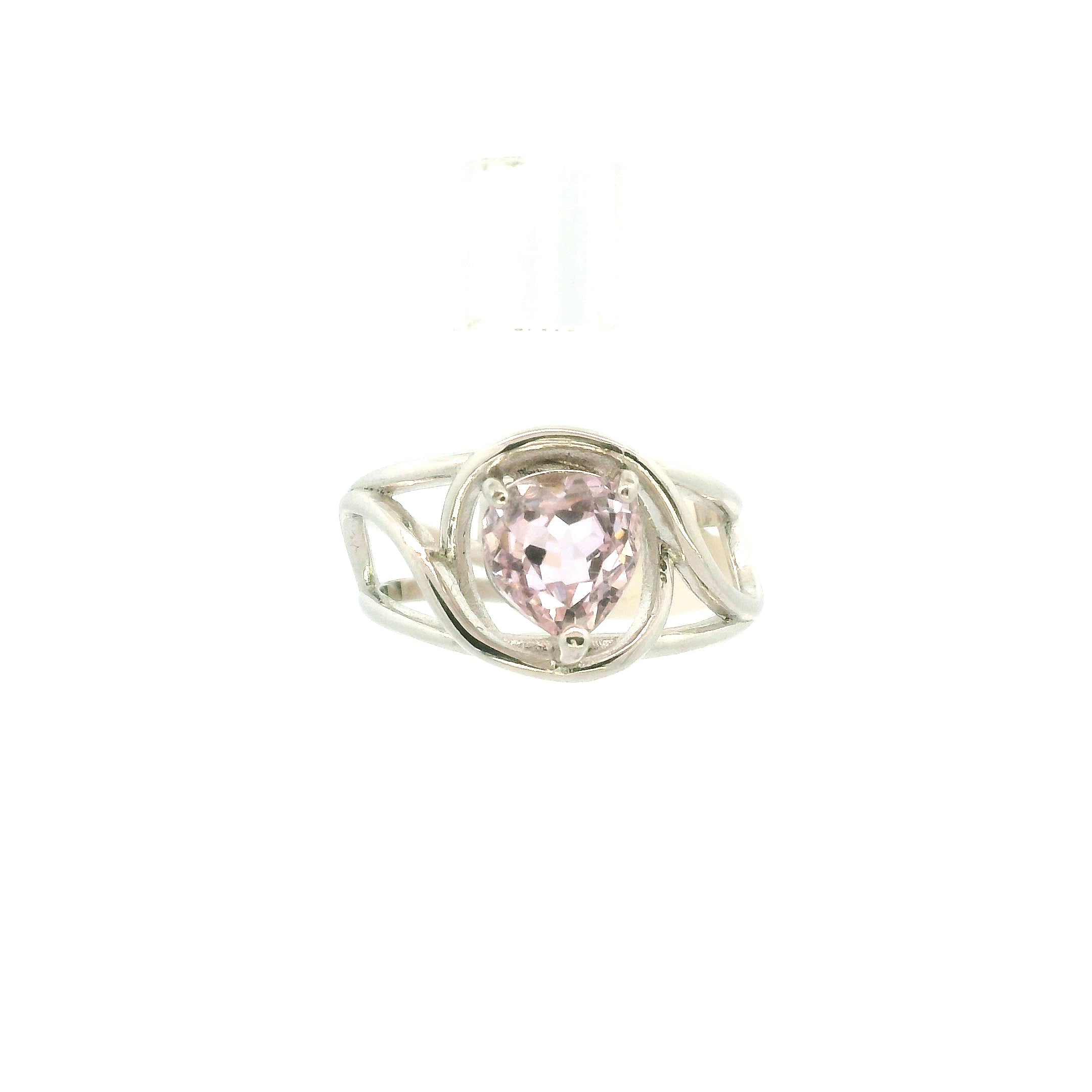 Kunzite Gem Grade Heart Adjustable Cuff Ring .925 Silver for Emotional Healing, Joy and Love