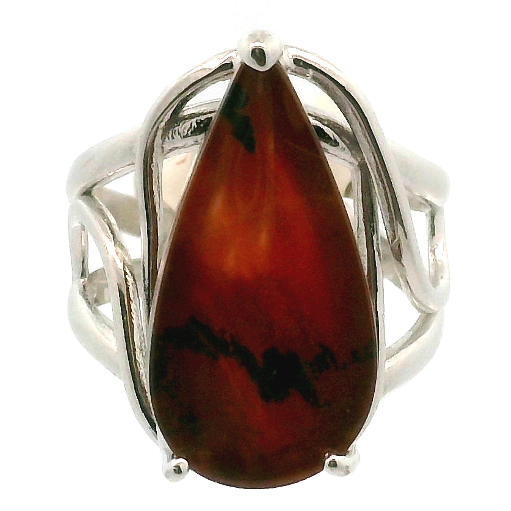 Dendritic Girasol Quartz with Golden Healer Finger Cuff Adjustable Ring .925 Silver for Master Healing, Grounding & Transformation