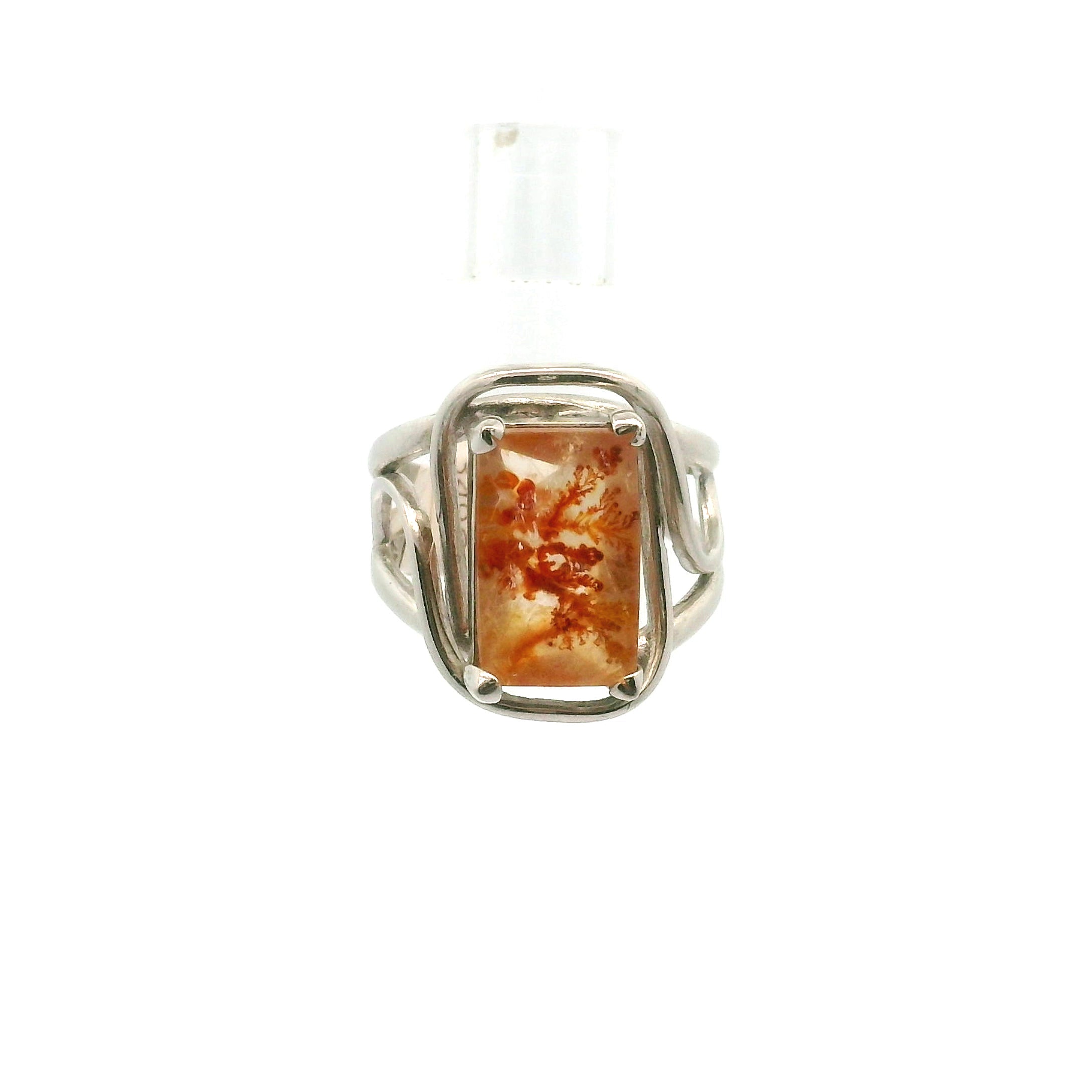 Ember Dendritic Girasol Quartz with Golden Healer & Hematite Finger Cuff Adjustable Ring .925 Silver for Master Healing, Manifesting & Transformation
