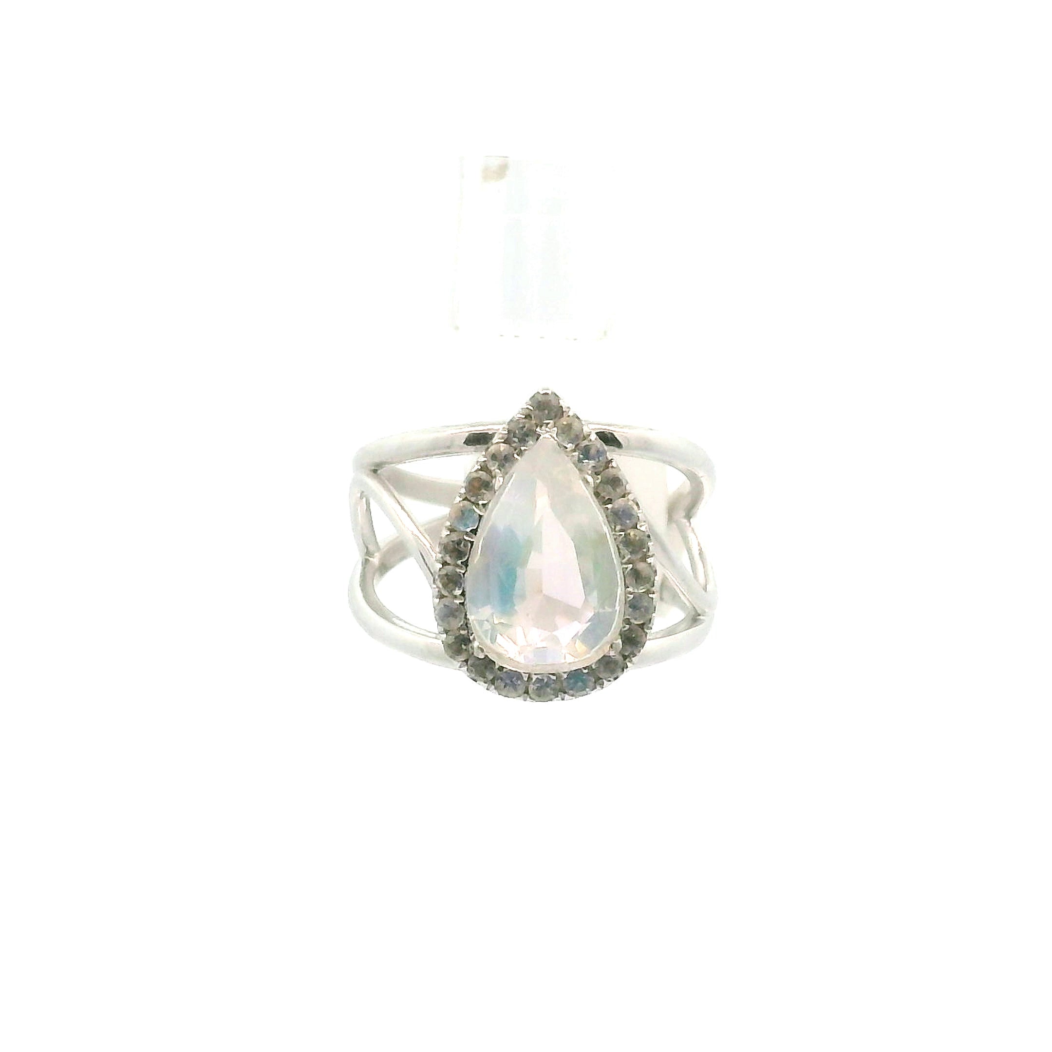 Moonstone Pavé Cuff Ring .925 Silver for New Beginnings and Divine Feminine Energy