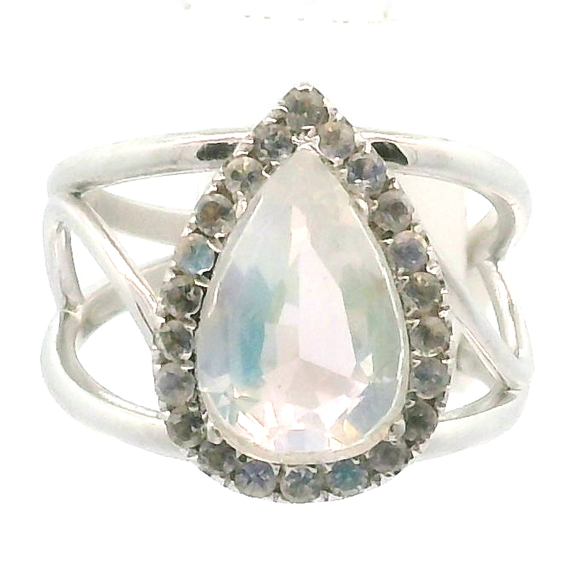 Moonstone Pavé Cuff Ring .925 Silver for New Beginnings and Divine Feminine Energy
