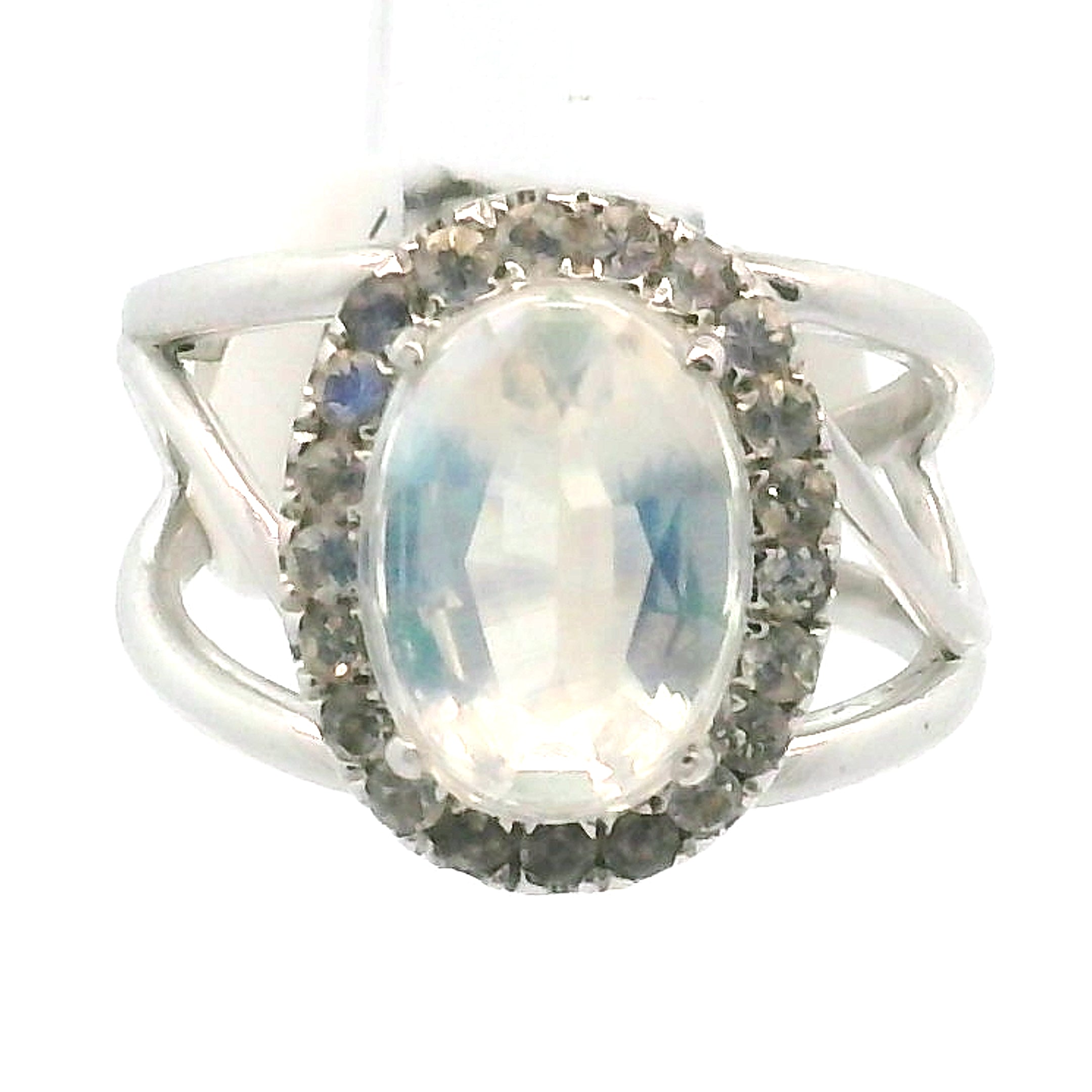 Moonstone Pavé Cuff Ring .925 Silver for New Beginnings and Divine Feminine Energy