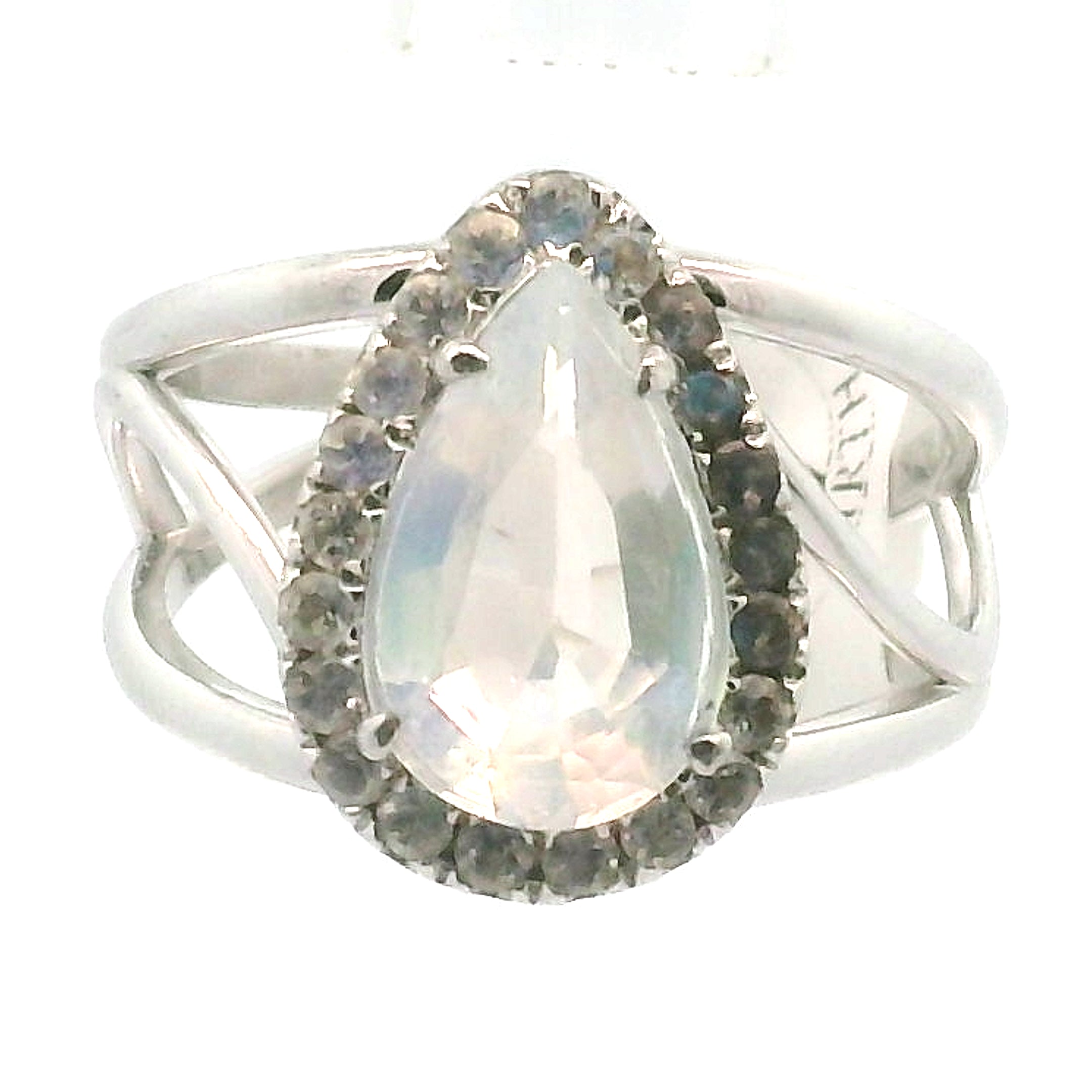Moonstone Pavé Cuff Ring .925 Silver for New Beginnings and Divine Feminine Energy