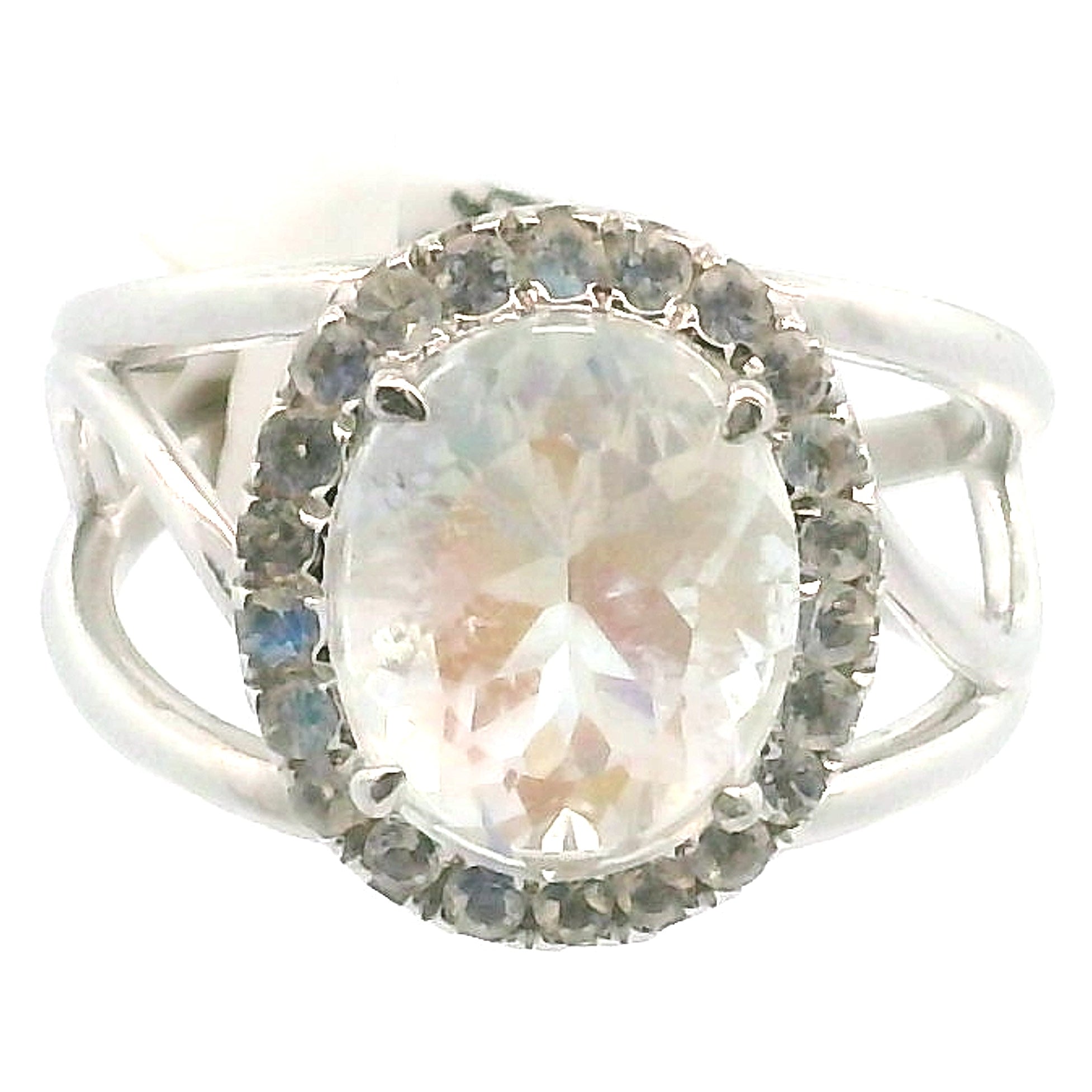 Moonstone Pavé Cuff Ring .925 Silver for New Beginnings and Divine Feminine Energy