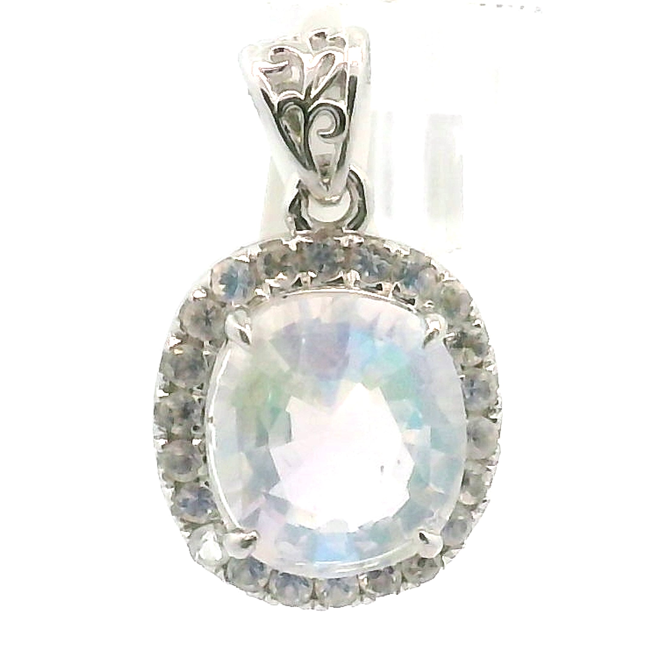 Moonstone Pavé Pendant .925 Silver for New Beginnings and Divine Feminine Energy