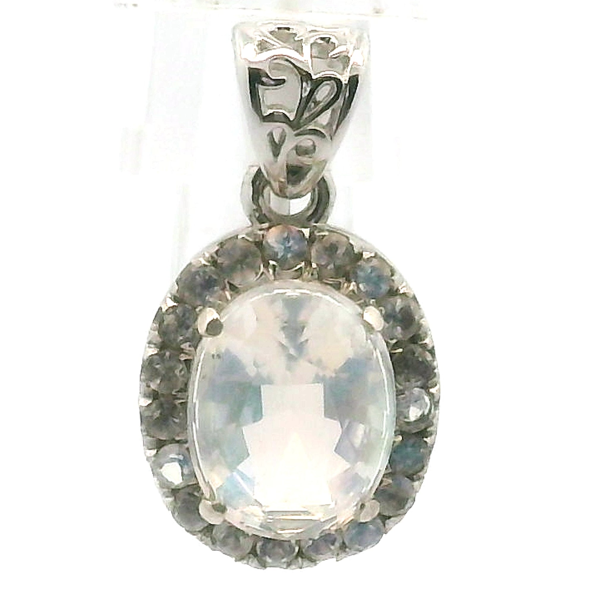 Moonstone Pavé Pendant .925 Silver for New Beginnings and Divine Feminine Energy