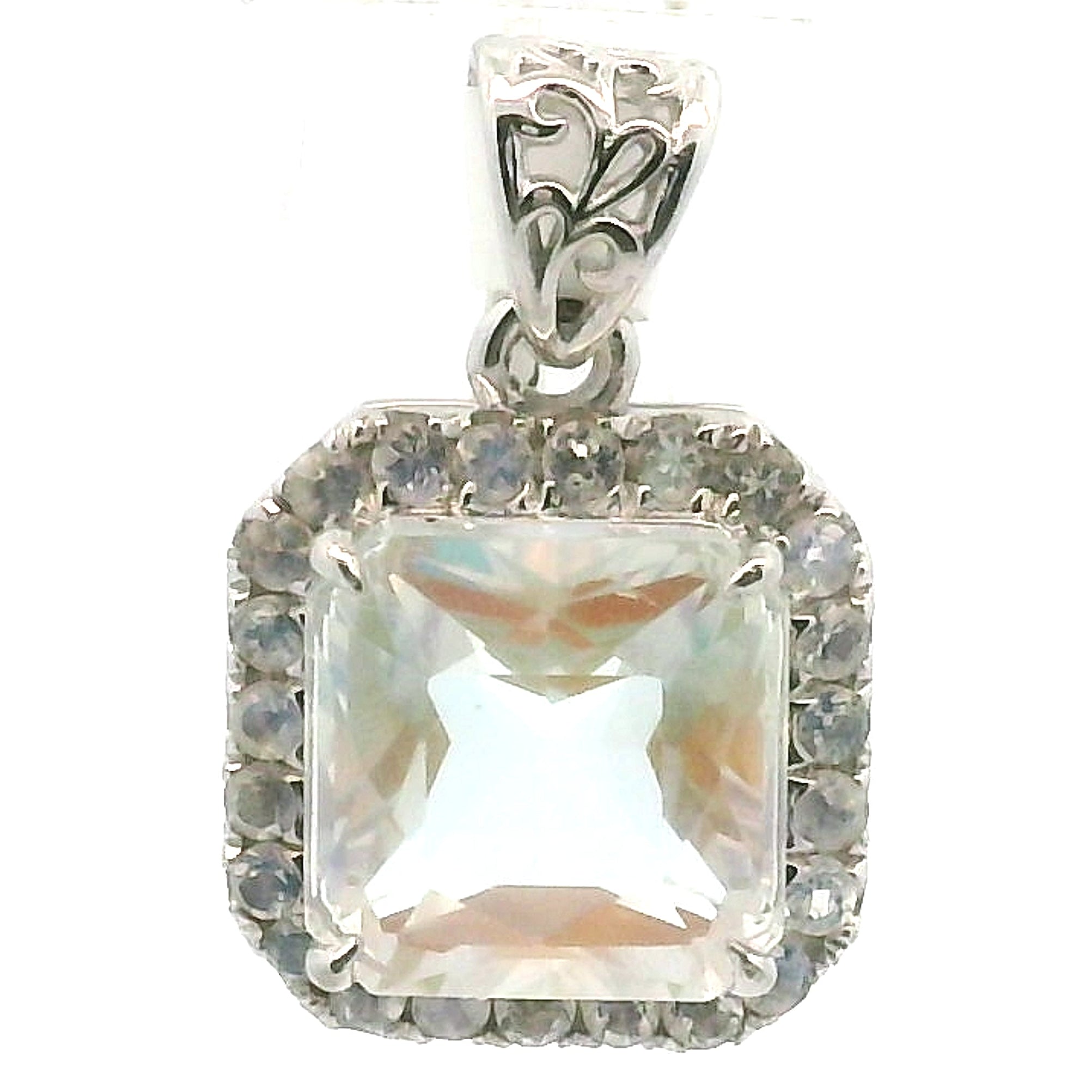 Moonstone Pavé Pendant .925 Silver for New Beginnings and Divine Feminine Energy