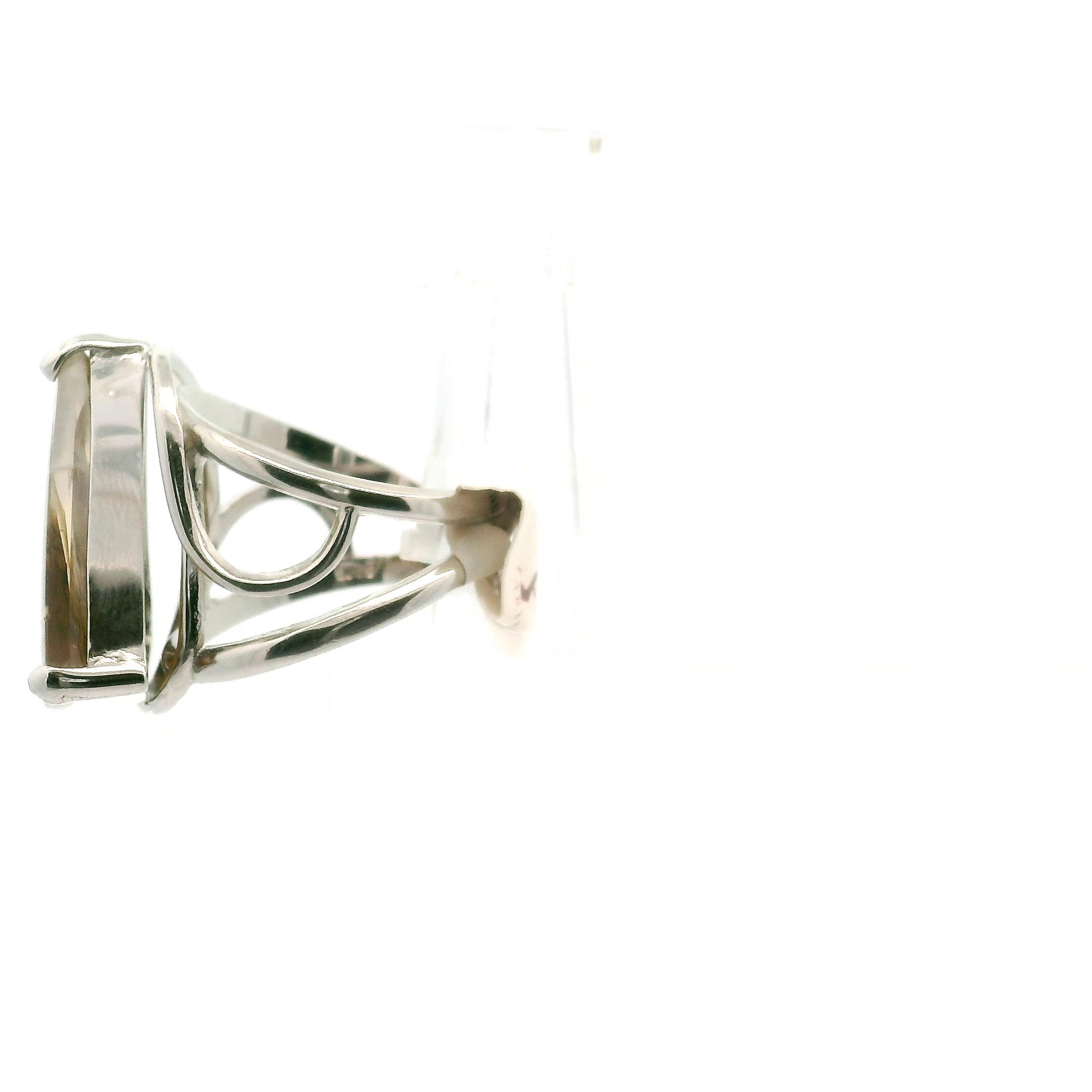 Dendritic Quartz with Golden Healer Cuff Ring .925 Silver for Master Healing, Grounding & Transformation