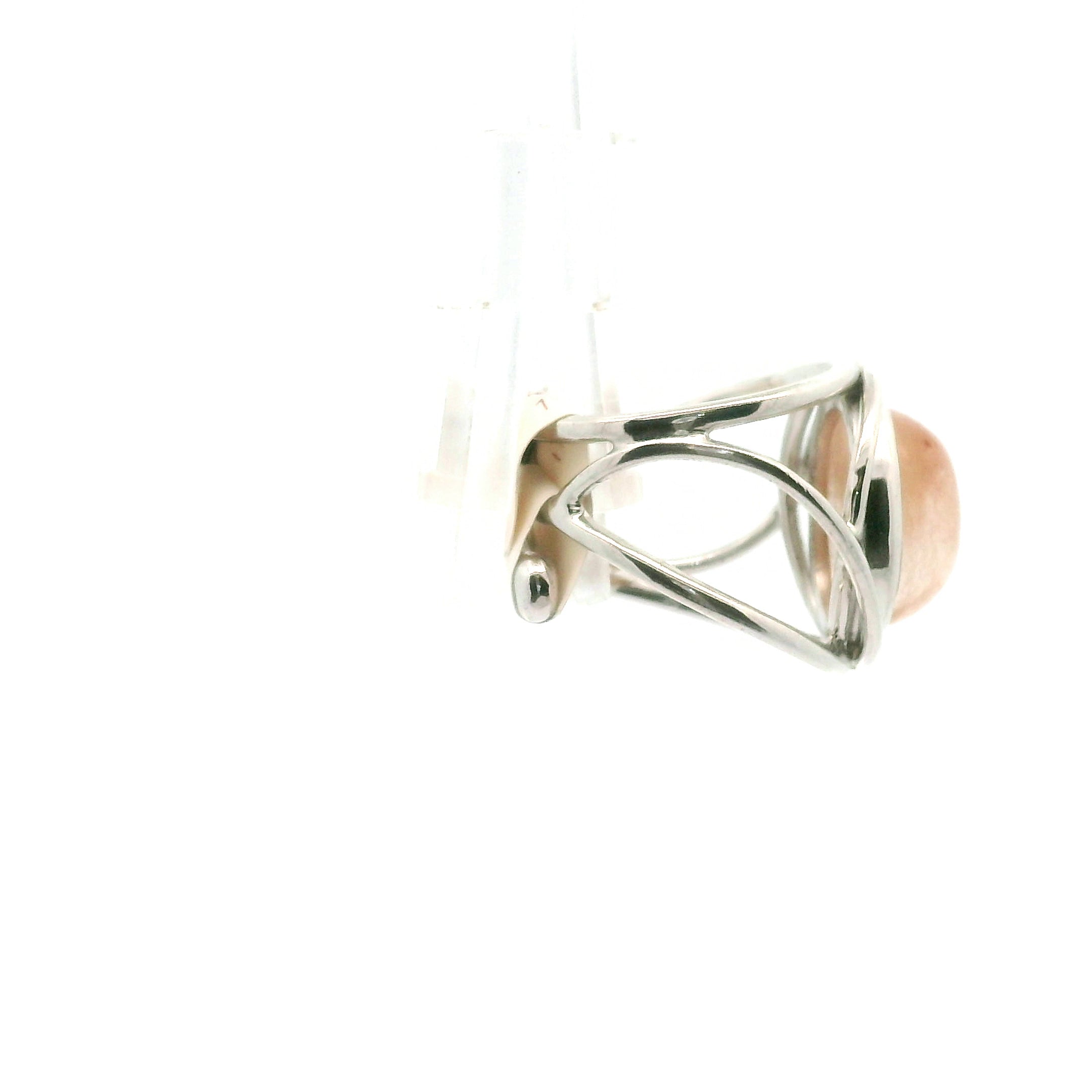 Pink Rutile in Quartz Finger Cuff Adjustable Ring .925 Sterling Silver for Angelic Connection and Heart Healing