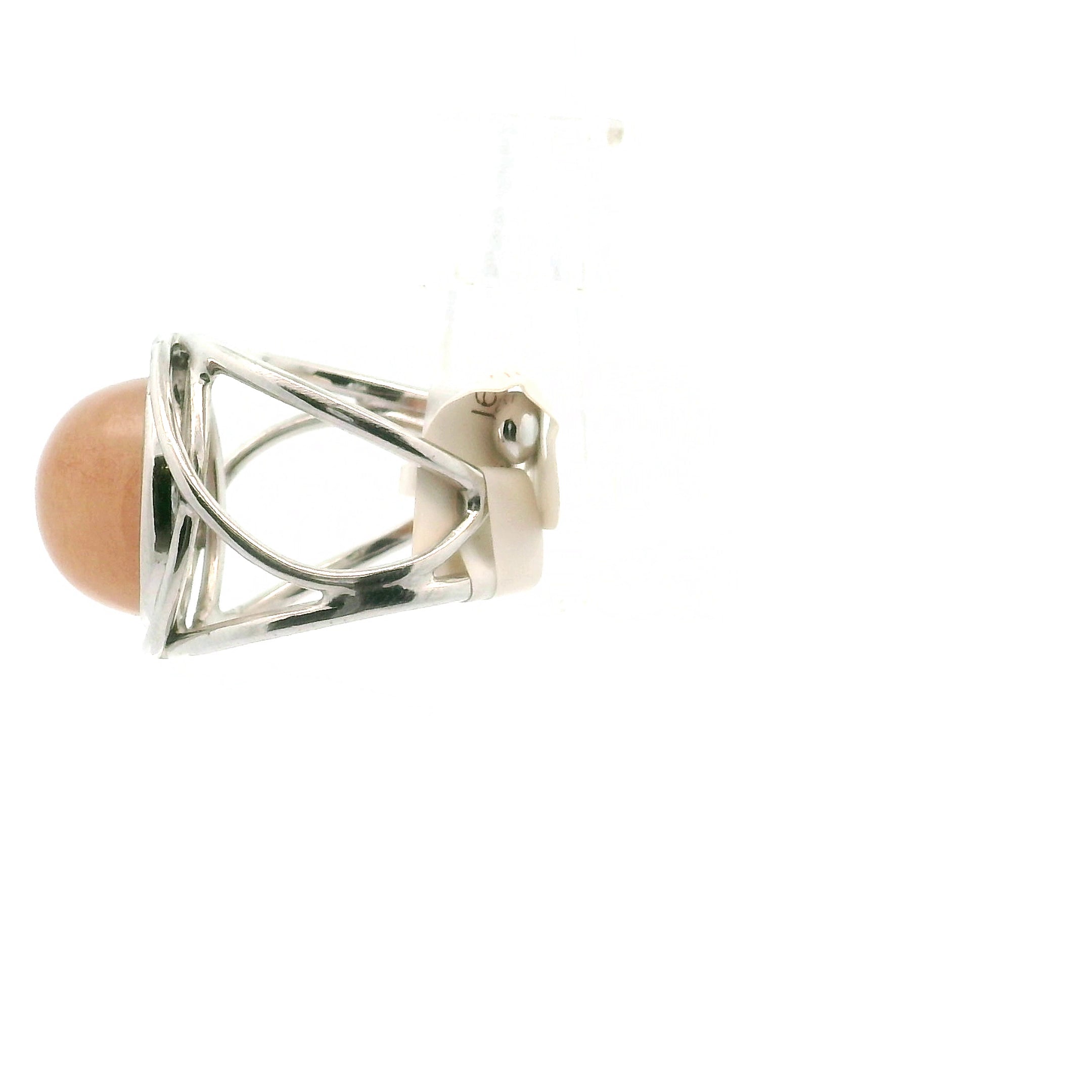 Pink Rutile in Quartz Finger Cuff Adjustable Ring .925 Sterling Silver for Angelic Connection and Heart Healing