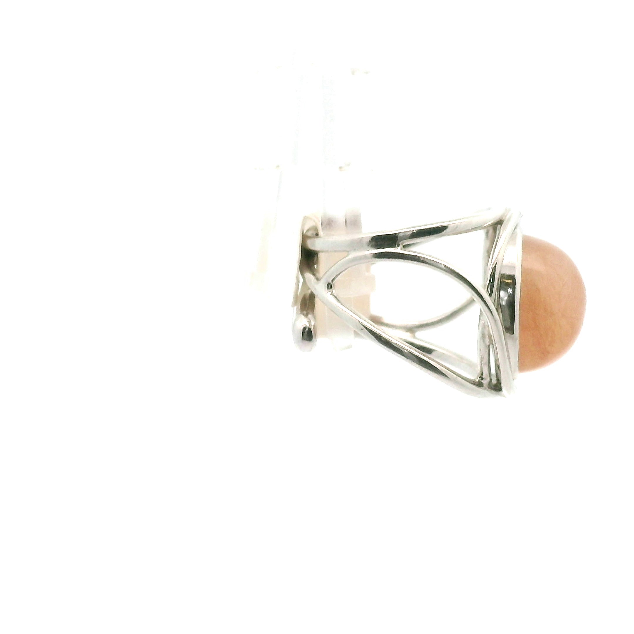 Pink Rutile in Quartz Finger Cuff Adjustable Ring .925 Sterling Silver for Angelic Connection and Heart Healing