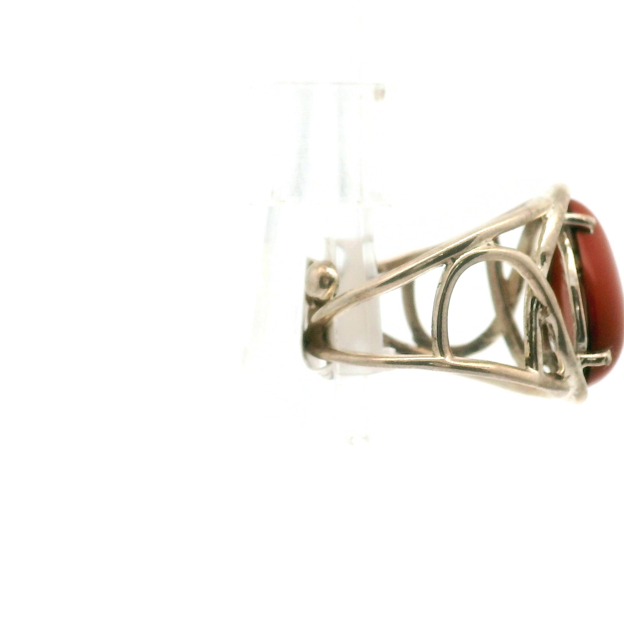 Red Jasper Cuff Ring .925 Silver for Creativity, Strength and Vitality