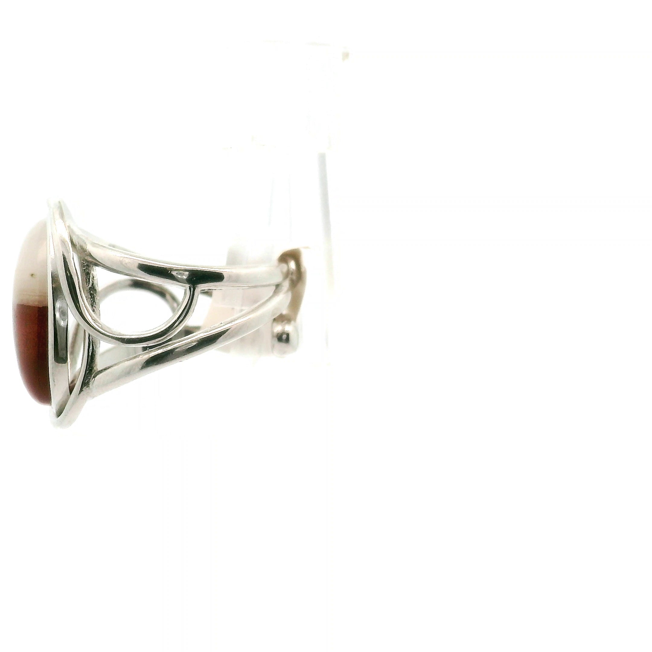 Red Jasper in Quartz Cuff Ring .925 Silver for Creativity, Strength and Vitality