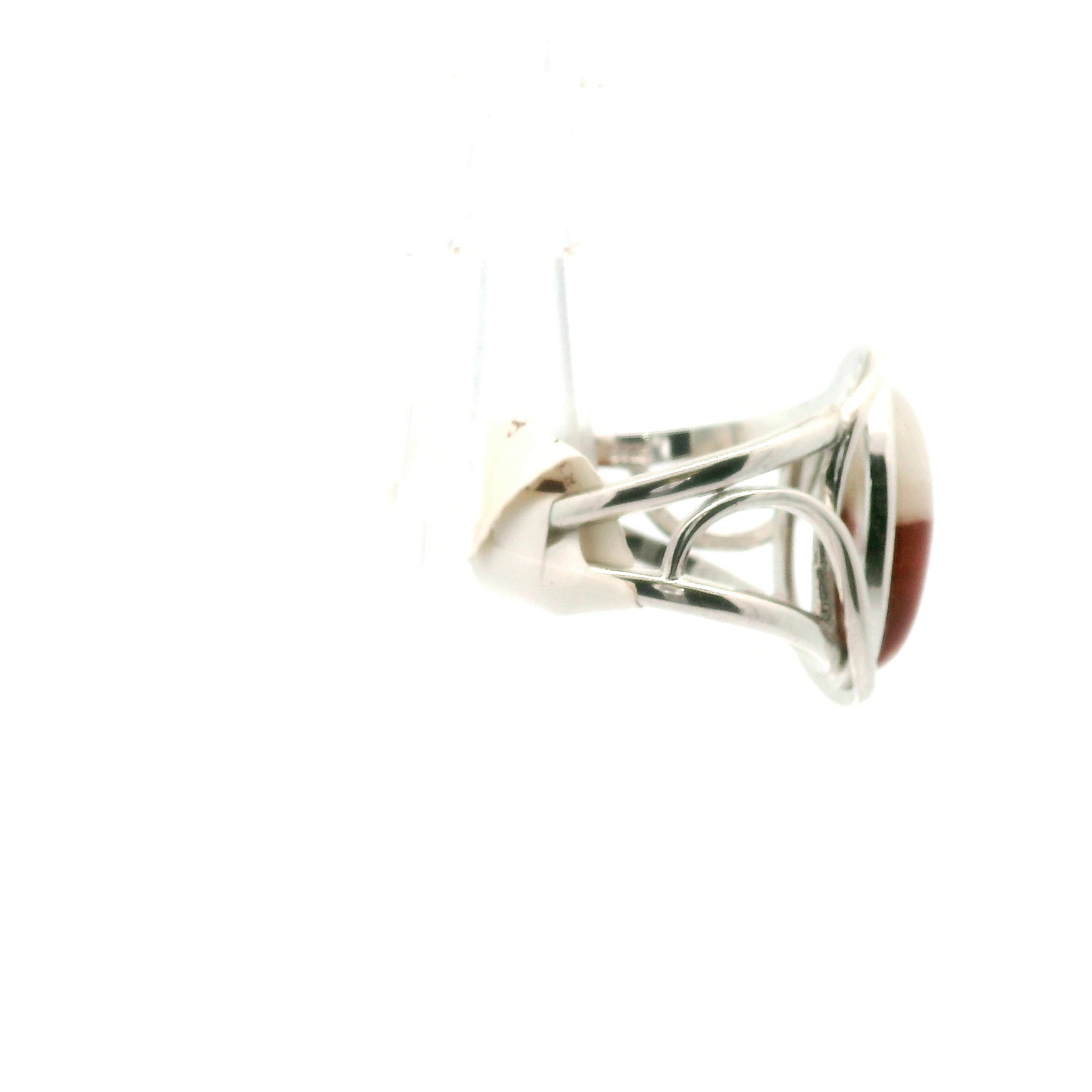 Red Jasper in Quartz Cuff Ring .925 Silver for Creativity, Strength and Vitality