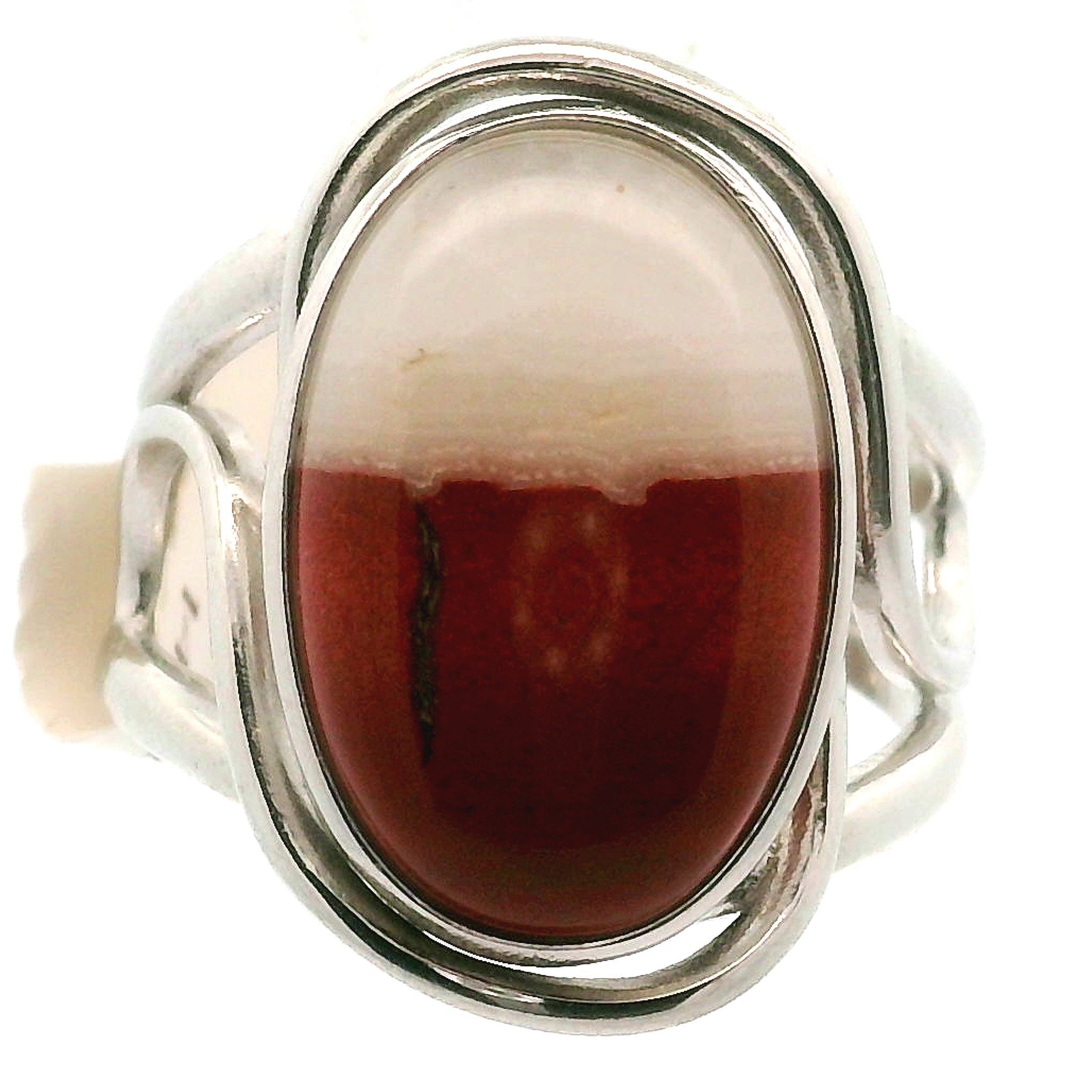 Red Jasper in Quartz Cuff Ring .925 Silver for Creativity, Strength and Vitality