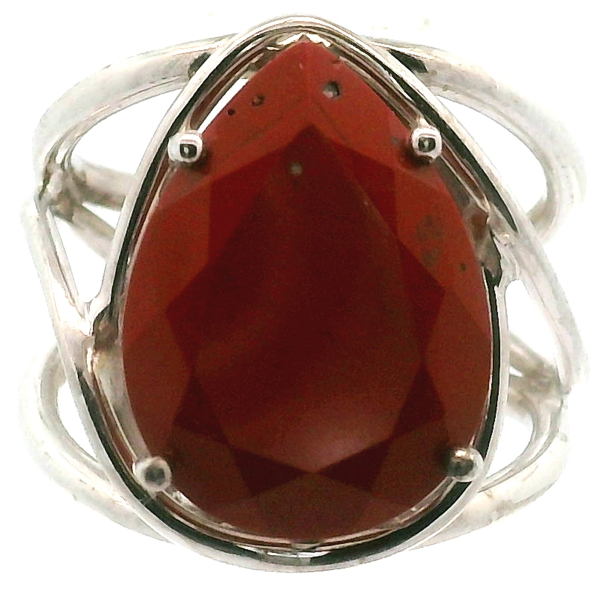 Red Jasper Cuff Ring .925 Silver for Creativity, Strength and Vitality