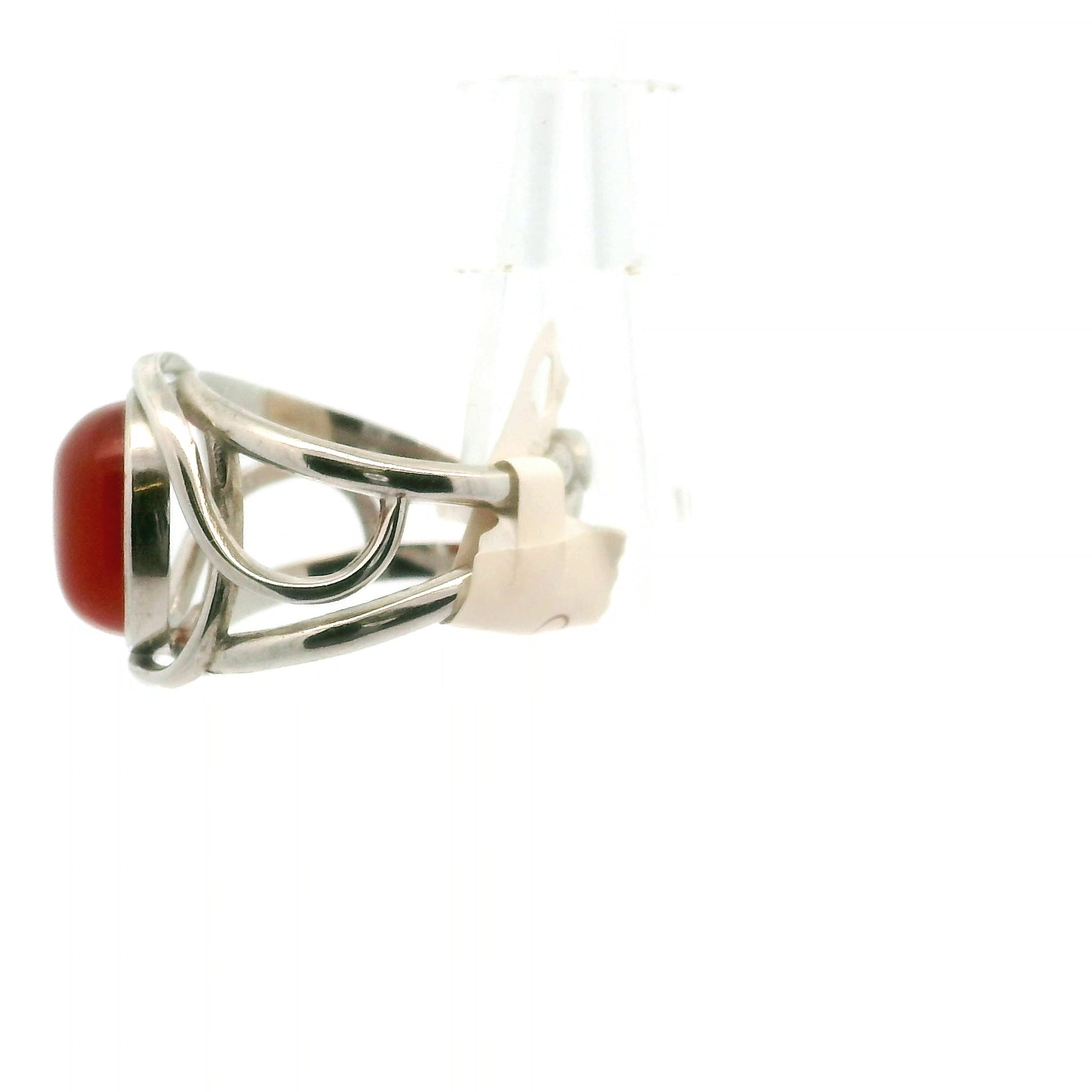 Carnelian Finger Cuff Adjustable Ring .925 Silver for Energy, Passion and Personal Power