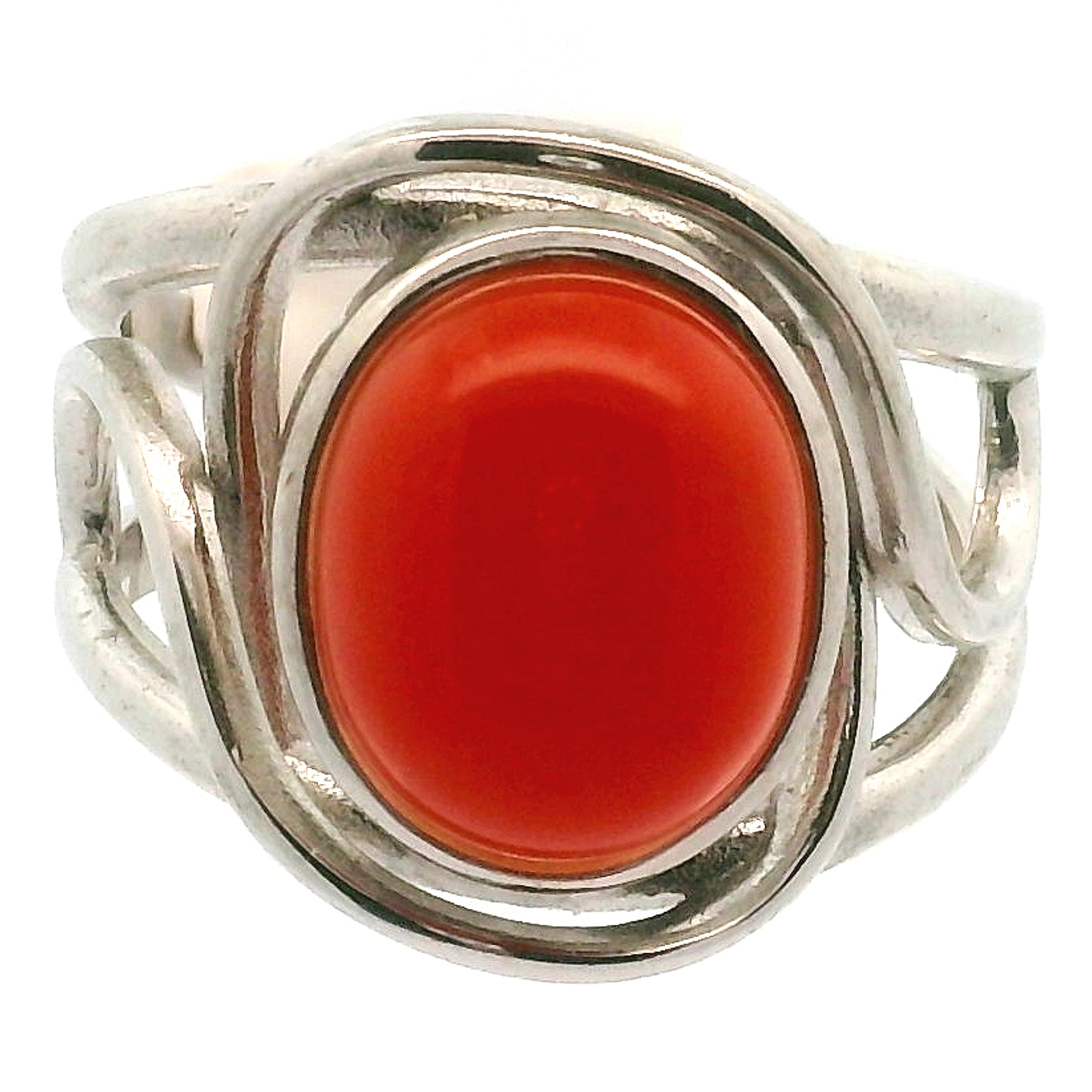 Carnelian Finger Cuff Adjustable Ring .925 Silver for Energy, Passion and Personal Power