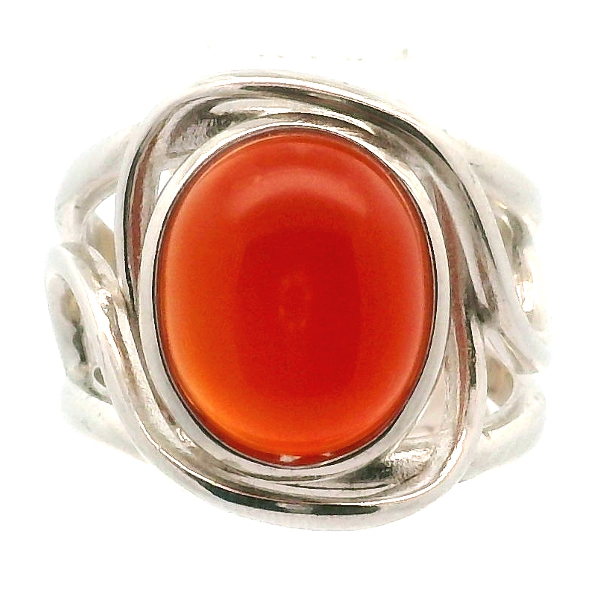Carnelian Finger Cuff Adjustable Ring .925 Silver for Energy, Passion and Personal Power