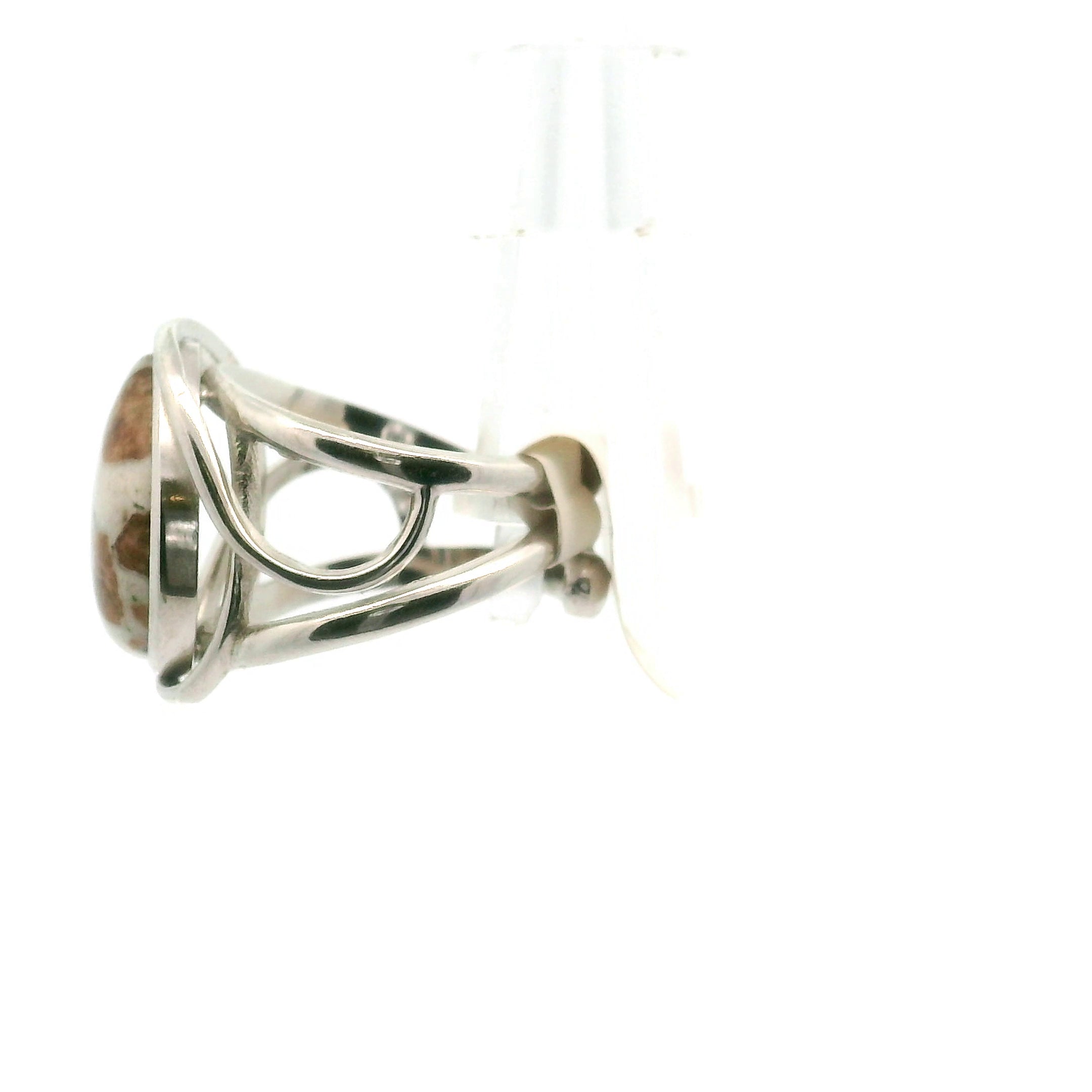 Spessartine Garnet in Wollastonite Finger Cuff Adjustable Ring .925 Silver for Strength, Courage & Achievement