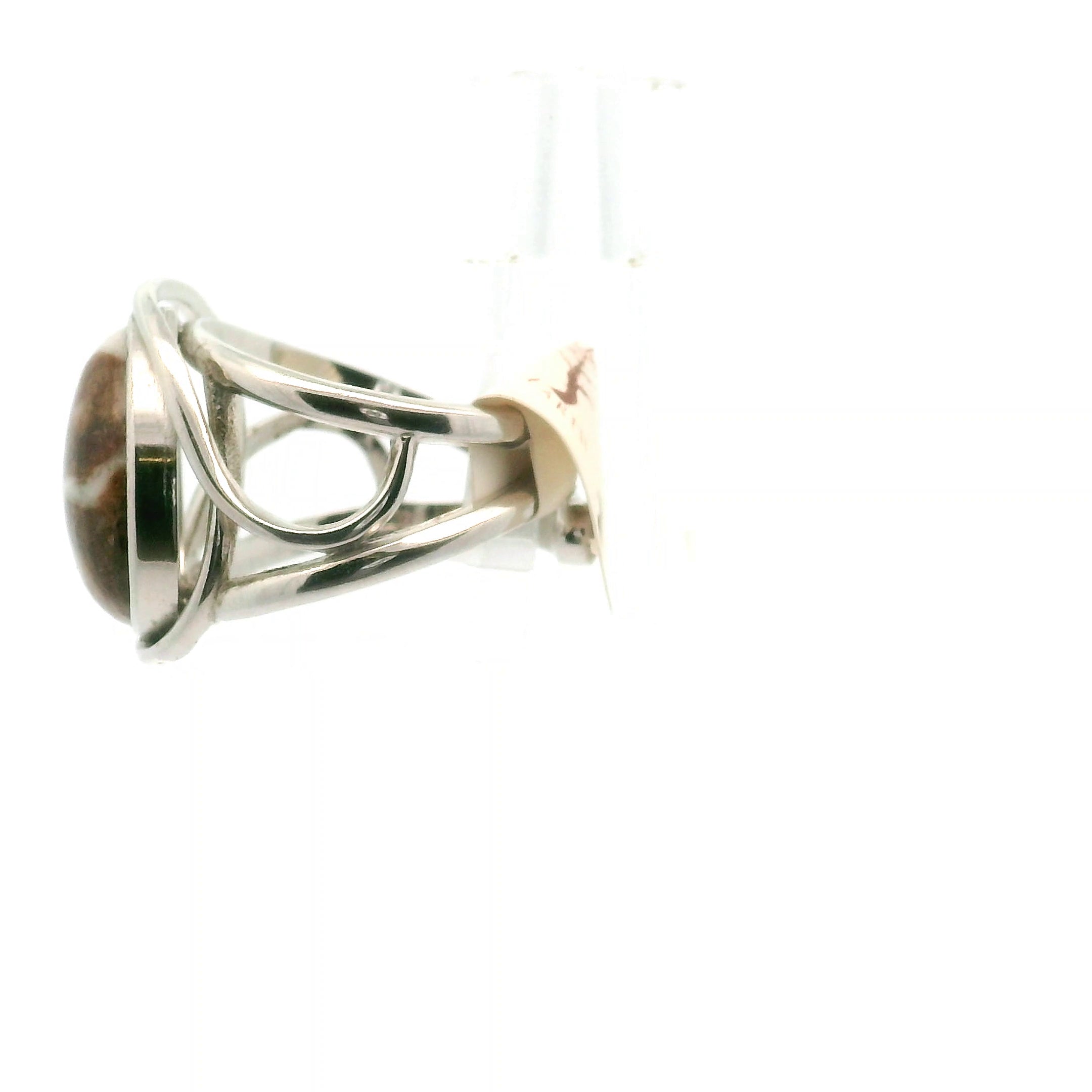 Spessartine Garnet in Wollastonite Finger Cuff Adjustable Ring .925 Silver for Strength, Courage & Achievement