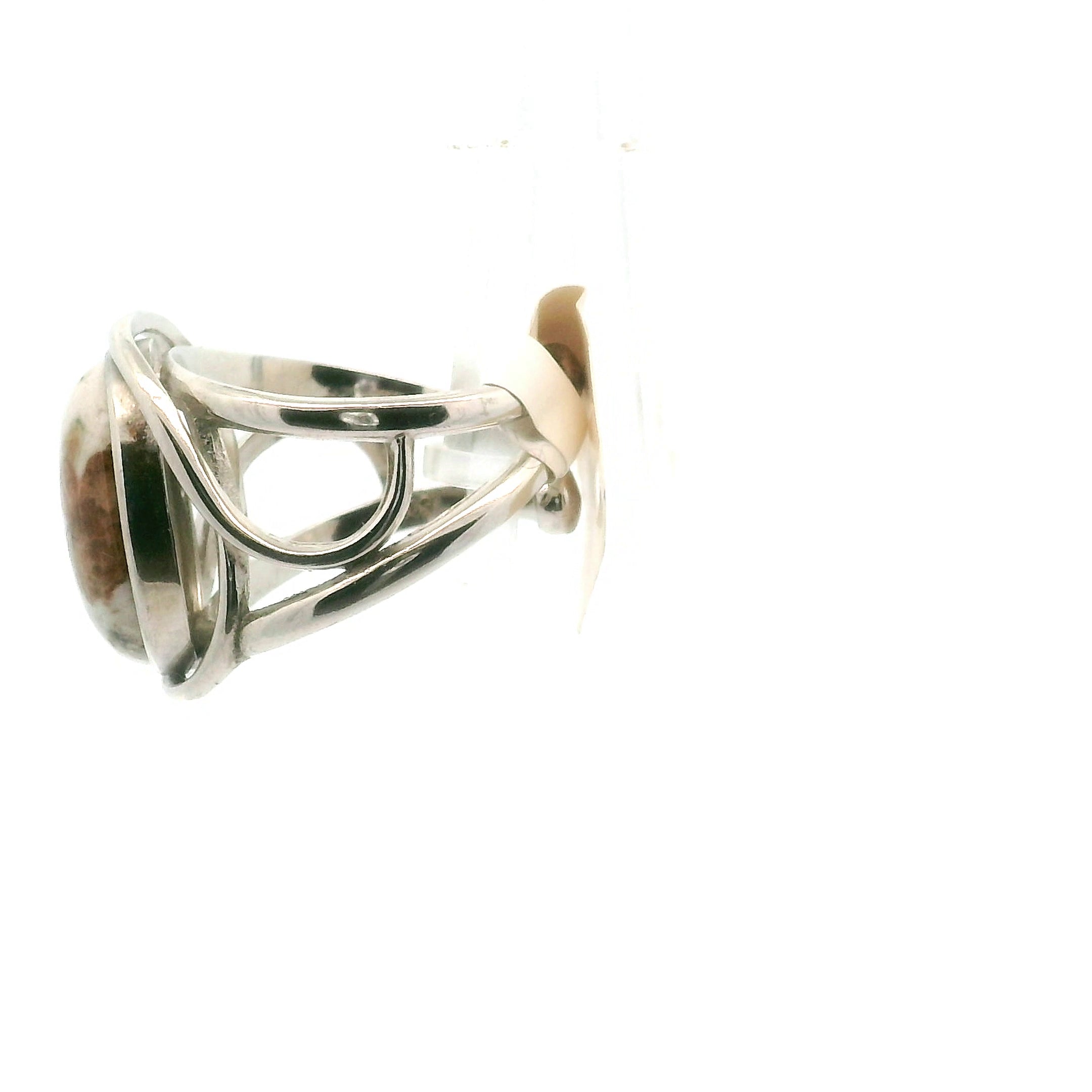 Spessartine Garnet in Wollastonite Finger Cuff Adjustable Ring .925 Silver for Strength, Courage & Achievement