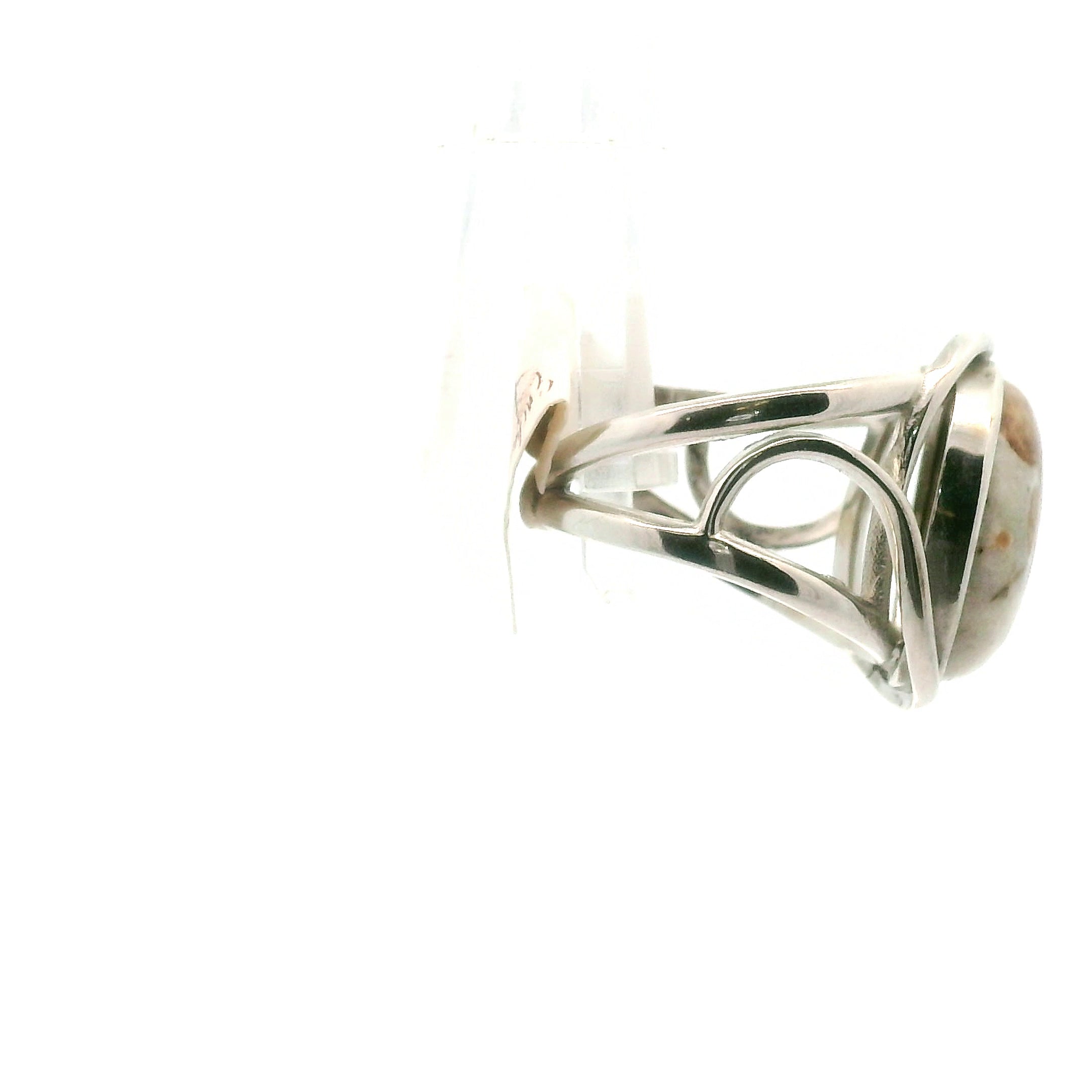 Spessartine Garnet in Wollastonite Finger Cuff Adjustable Ring .925 Silver for Strength, Courage & Achievement