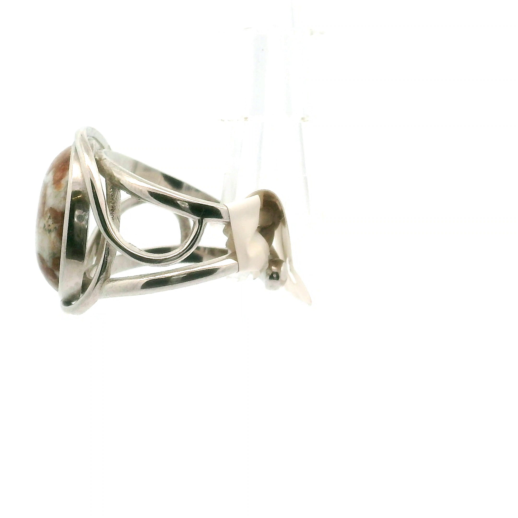 Spessartine Garnet in Wollastonite Finger Cuff Adjustable Ring .925 Silver for Strength, Courage & Achievement