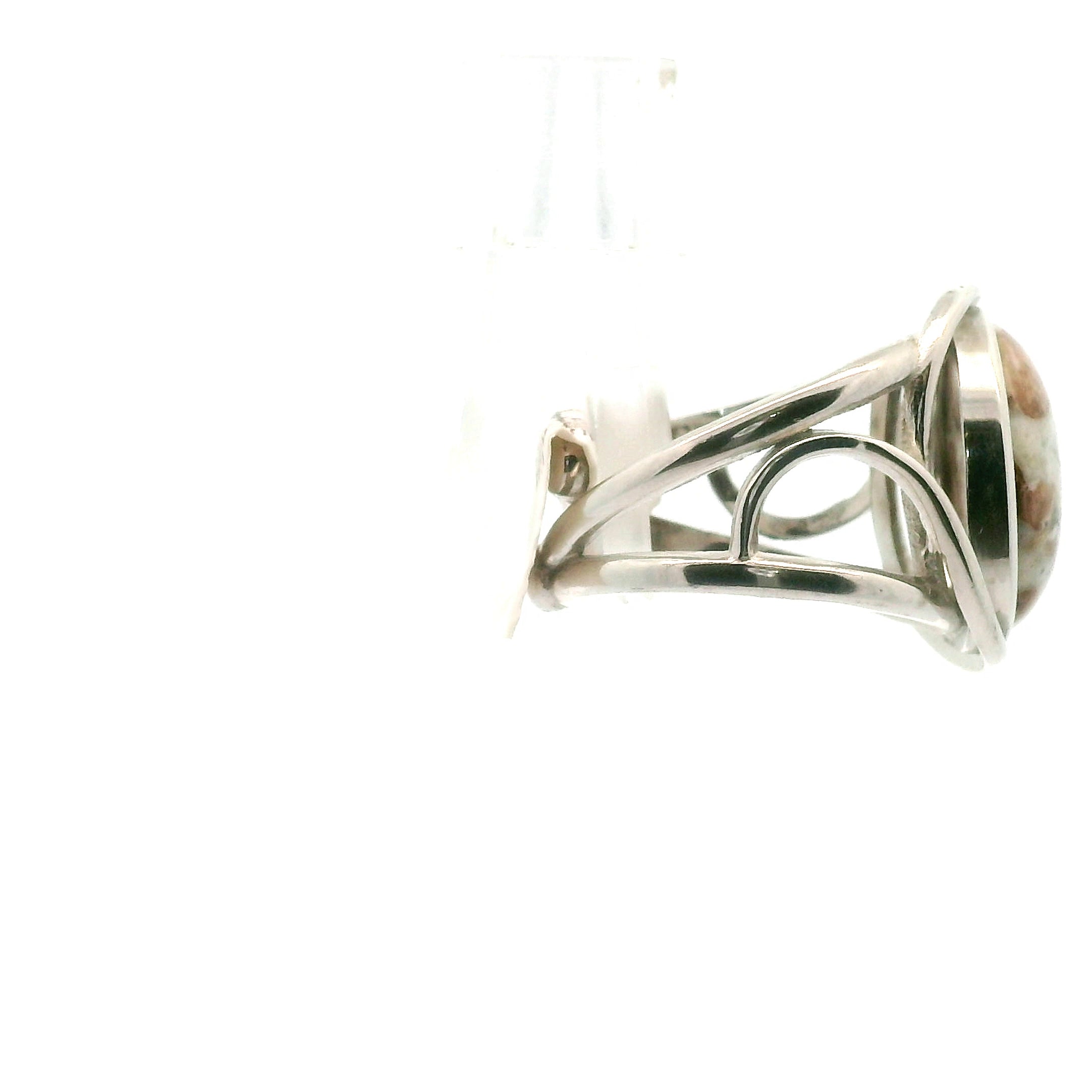 Spessartine Garnet in Wollastonite Finger Cuff Adjustable Ring .925 Silver for Strength, Courage & Achievement