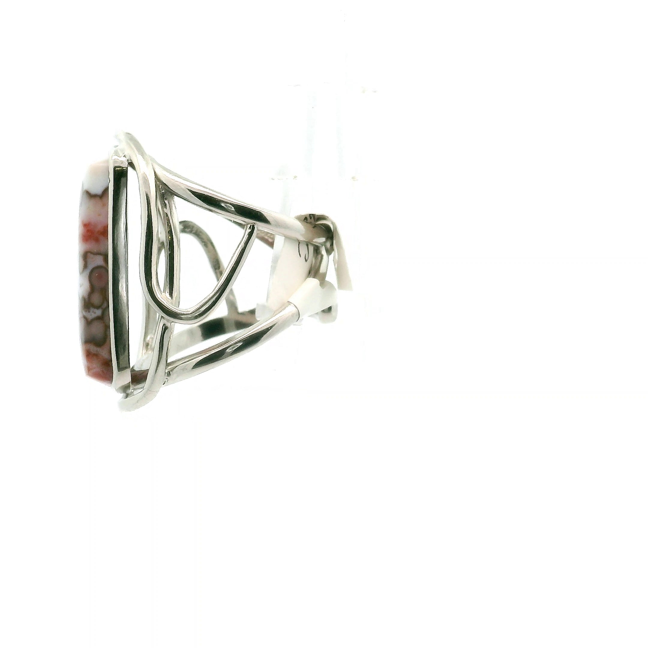 Orbicular "Ocean" Jasper Cuff Ring .925 Silver for Joy and Peace