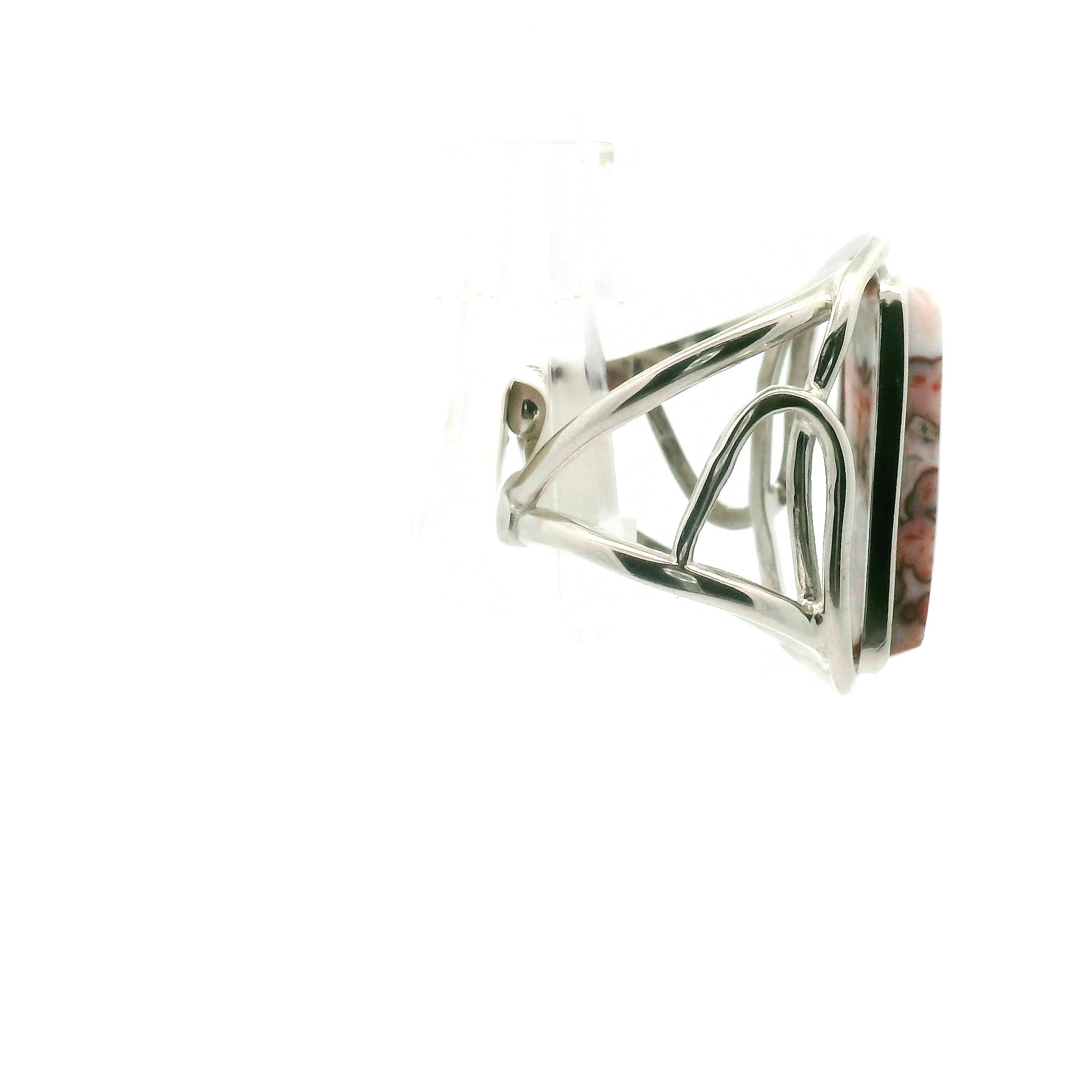 Orbicular "Ocean" Jasper Cuff Ring .925 Silver for Joy and Peace