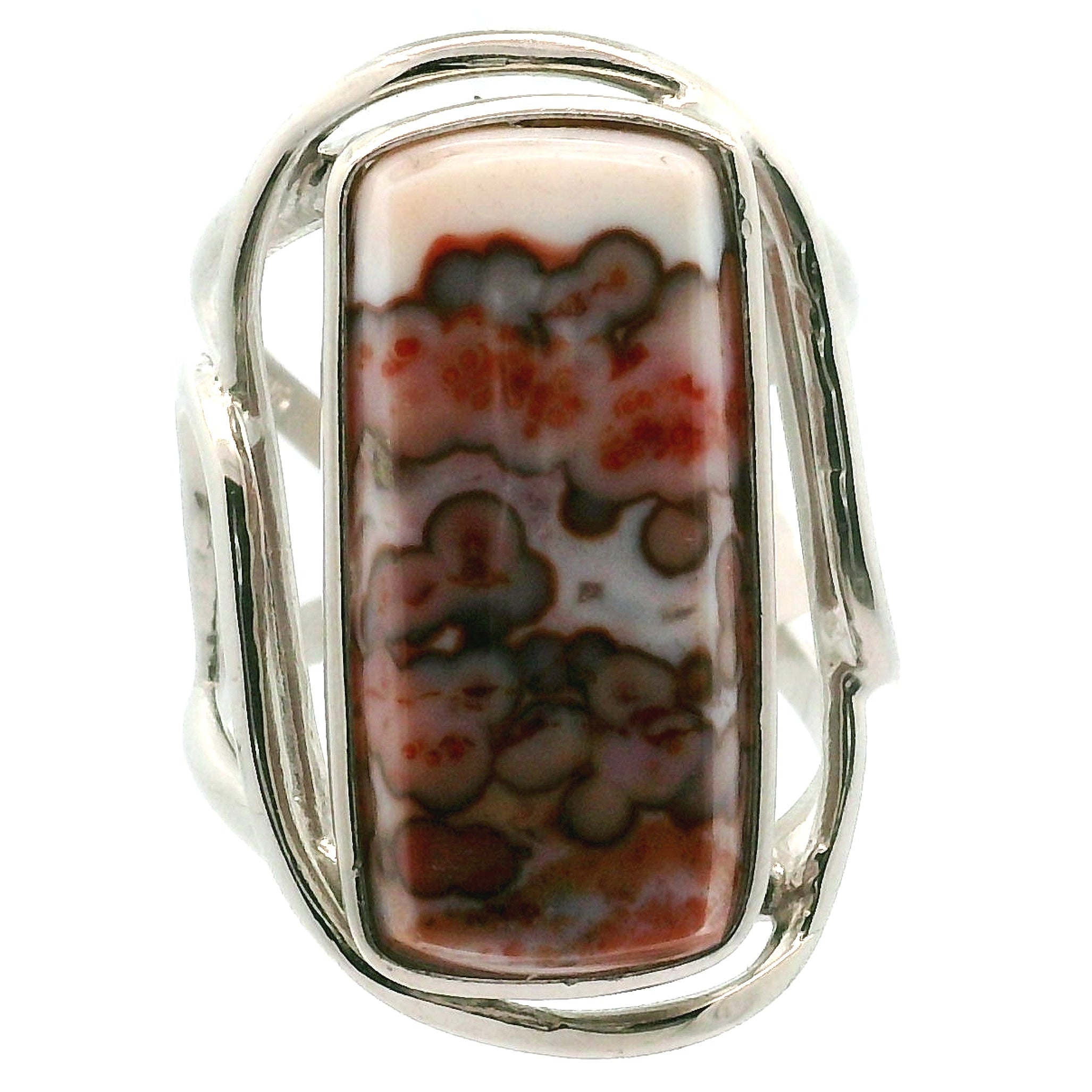 Orbicular "Ocean" Jasper Cuff Ring .925 Silver for Joy and Peace