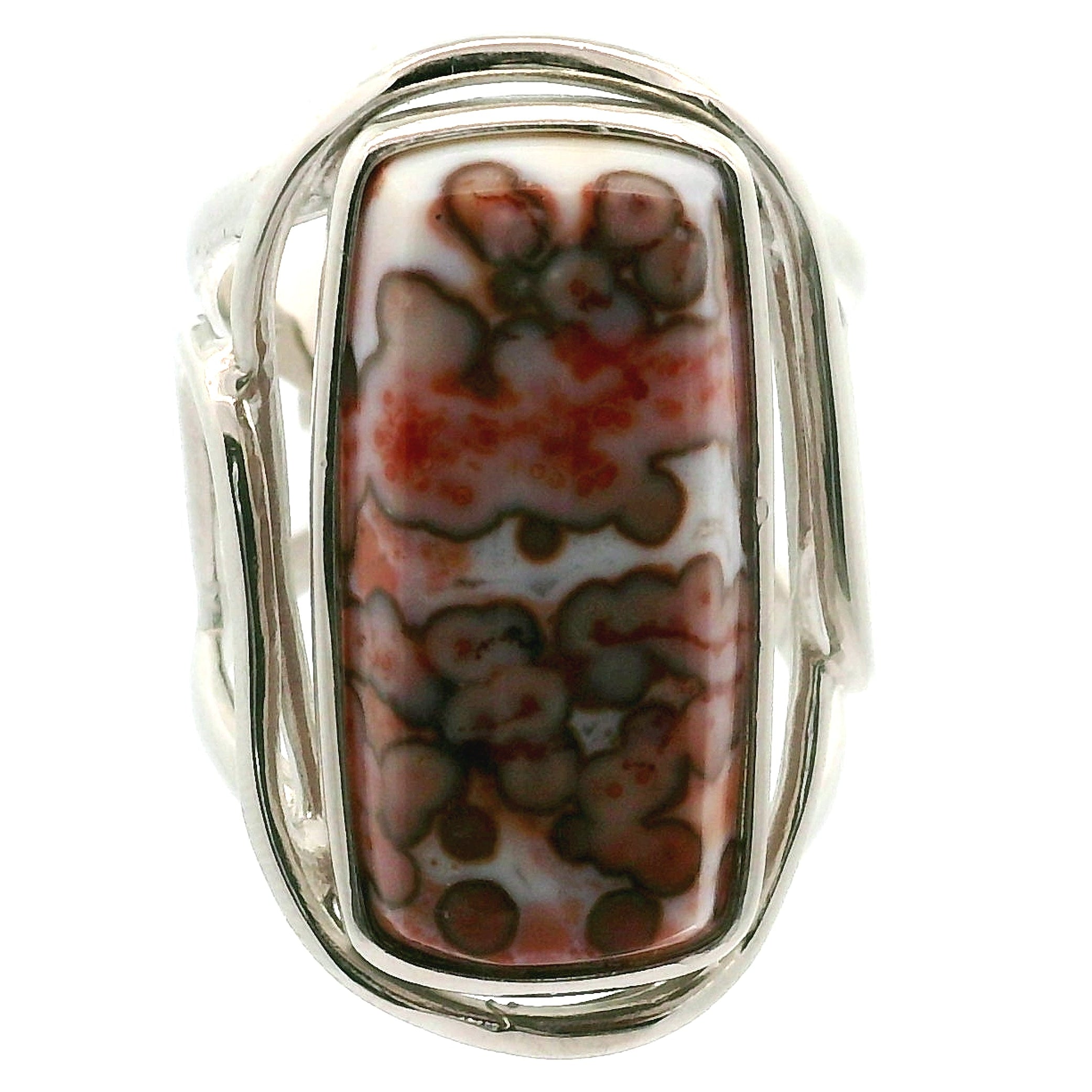 Orbicular "Ocean" Jasper Cuff Ring .925 Silver for Joy and Peace