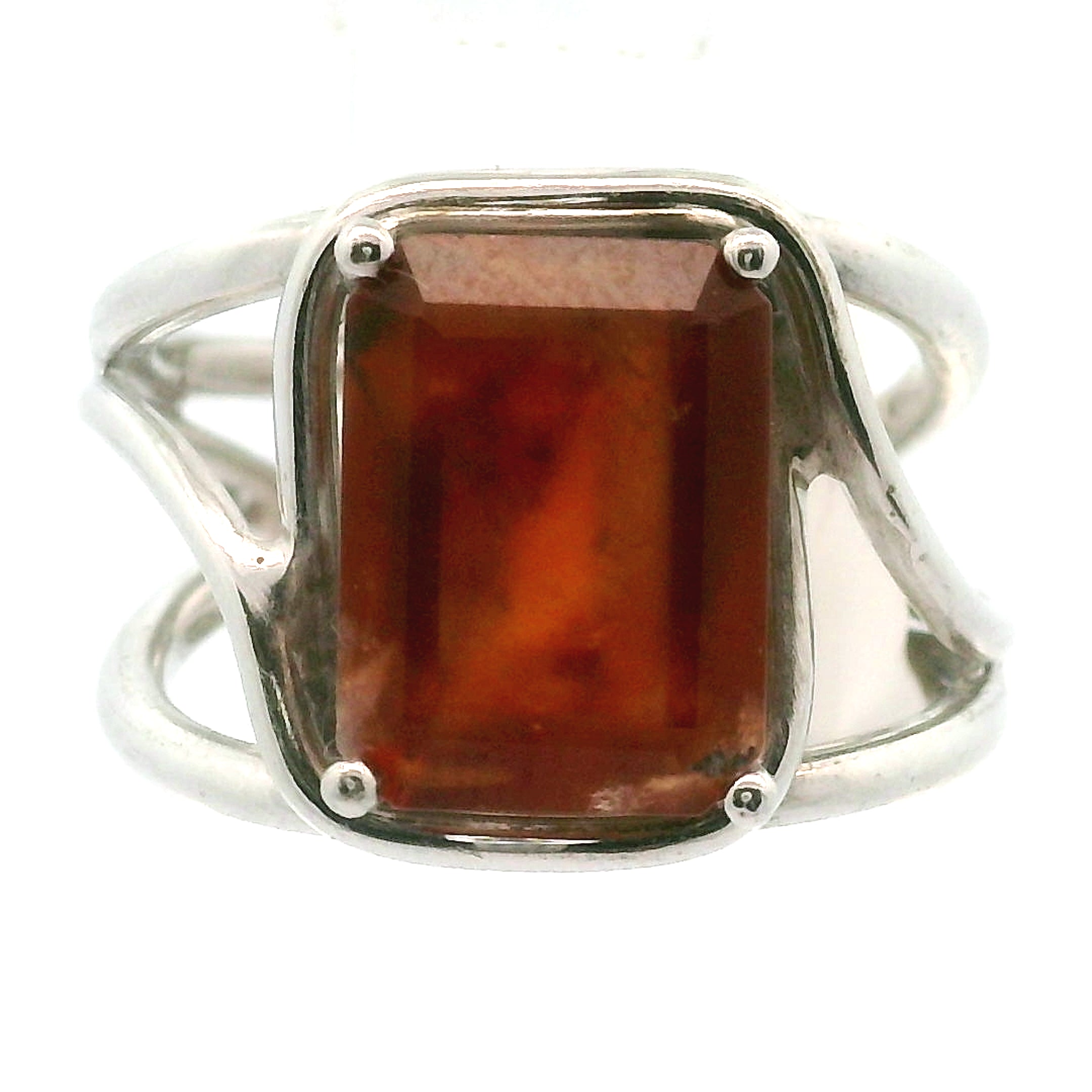 Hessonite Garnet Cuff Ring in .925 Silver for Manifesting Love and Success in your Career, Protection and Wealth
