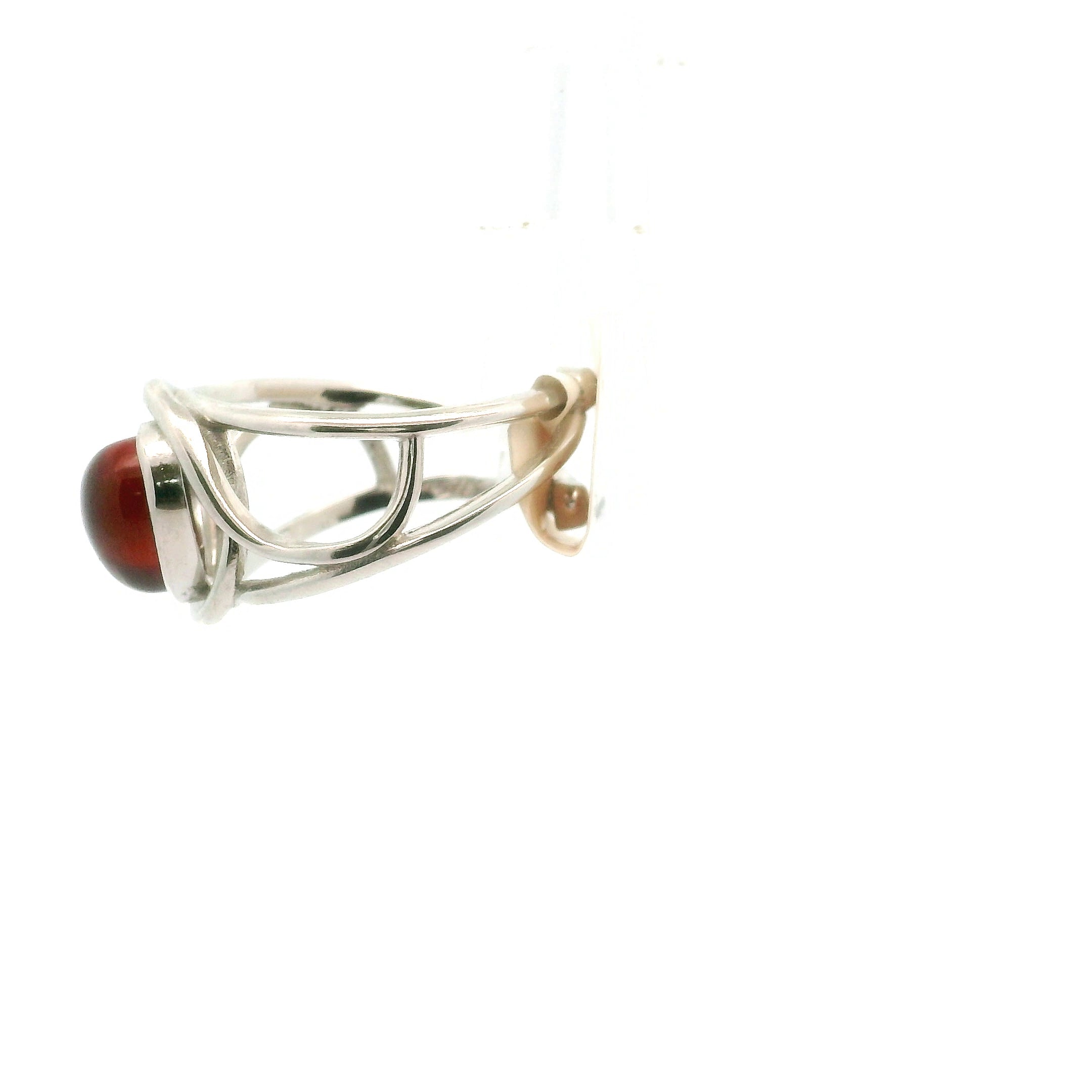 Hessonite Garnet Heart Finger Cuff Adjustable Ring .925 Silver for Manifesting Love and Success in your Career, Protection and Wealth